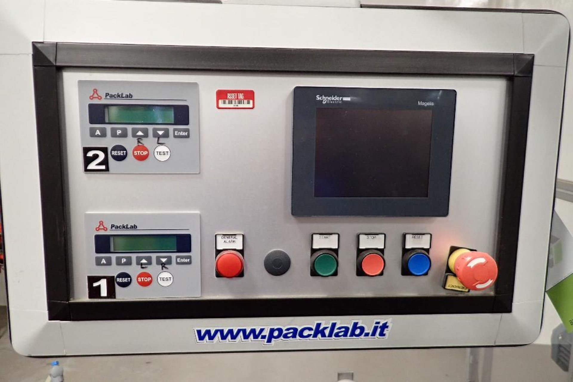PackLab compact twin head labeler, controls, touch screen, conveyor running through is 13 ft. long x - Image 5 of 12