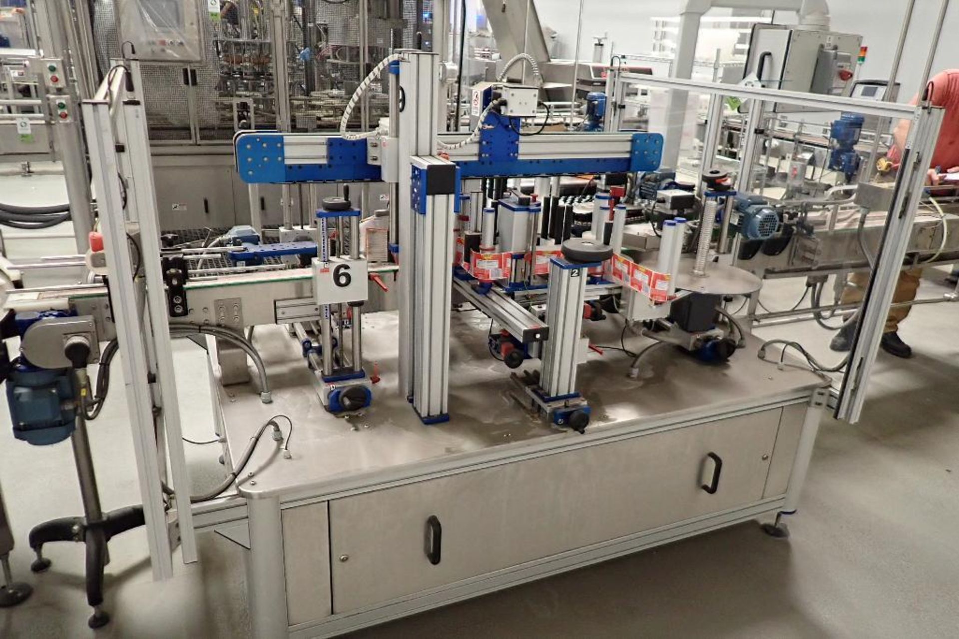 PackLab compact twin head labeler, controls, touch screen, conveyor running through is 13 ft. long x - Image 6 of 12