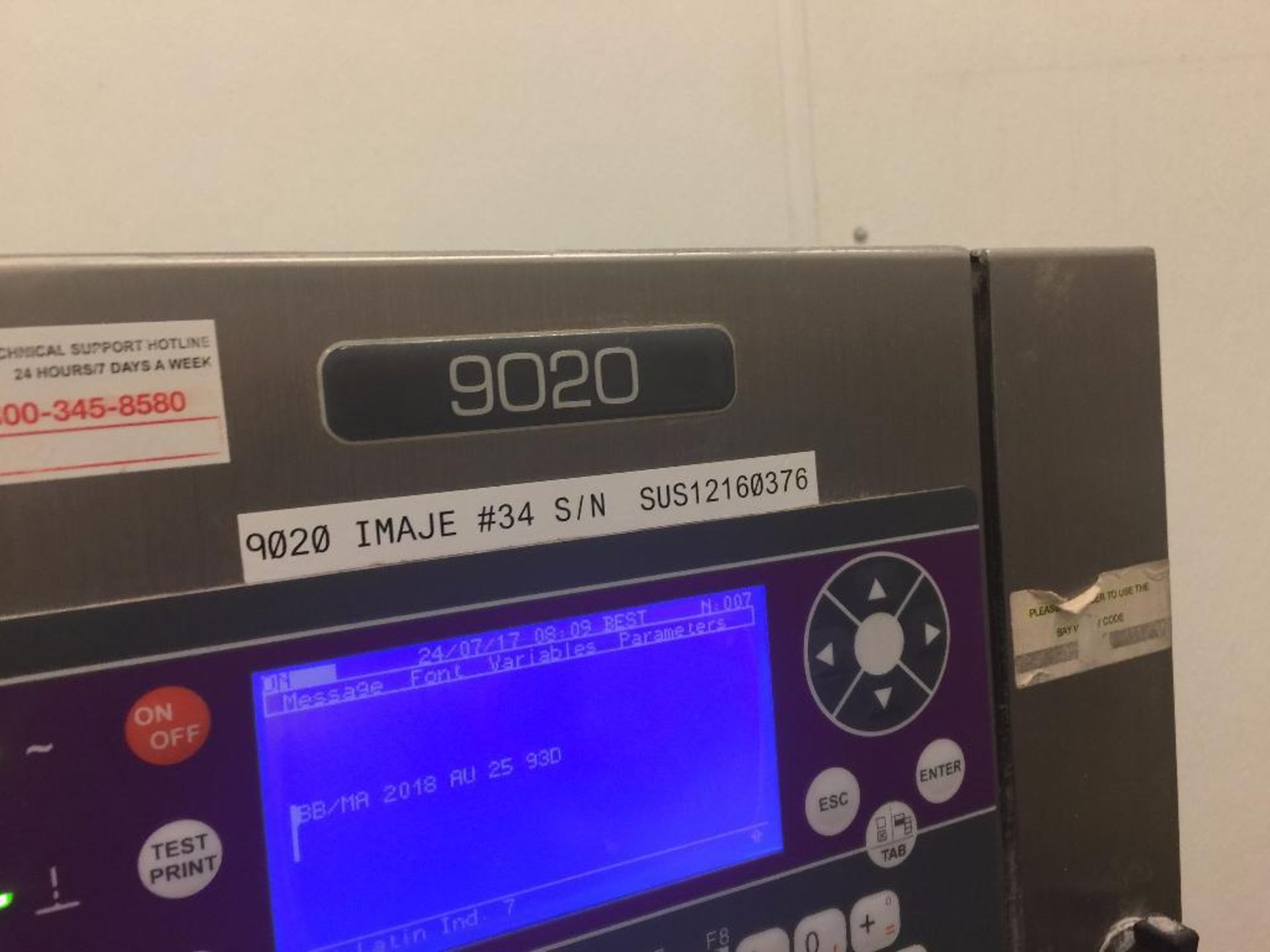 Markem Imaje ink jet coder, model 9020, s/n SUS12160376. (#34) - ** Located in Medina, New York ** R - Image 2 of 4