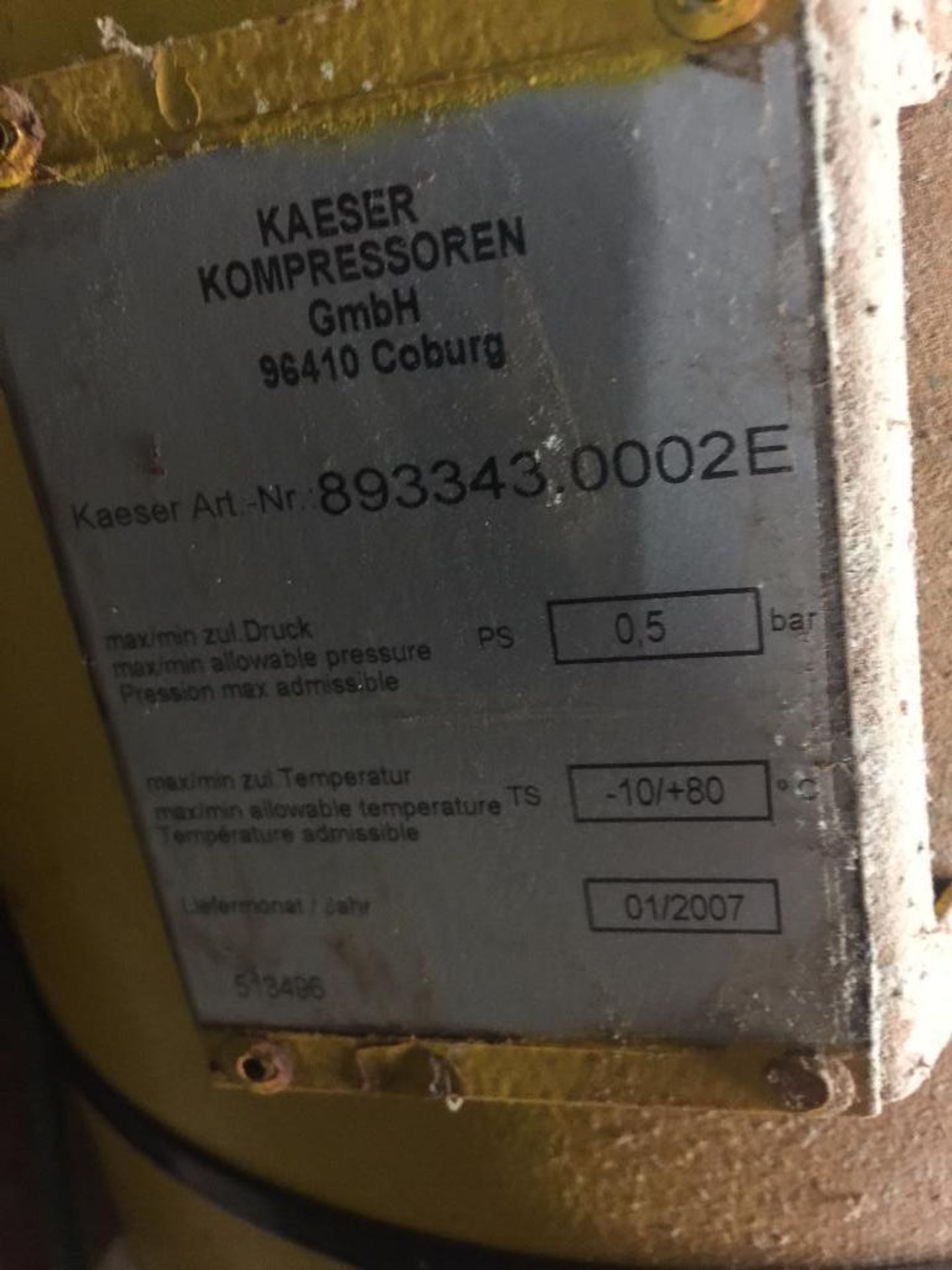 Kaiser compressor with air receiver. - ** Located in Medina, New York ** Rigging Fee: $300 - Image 5 of 5