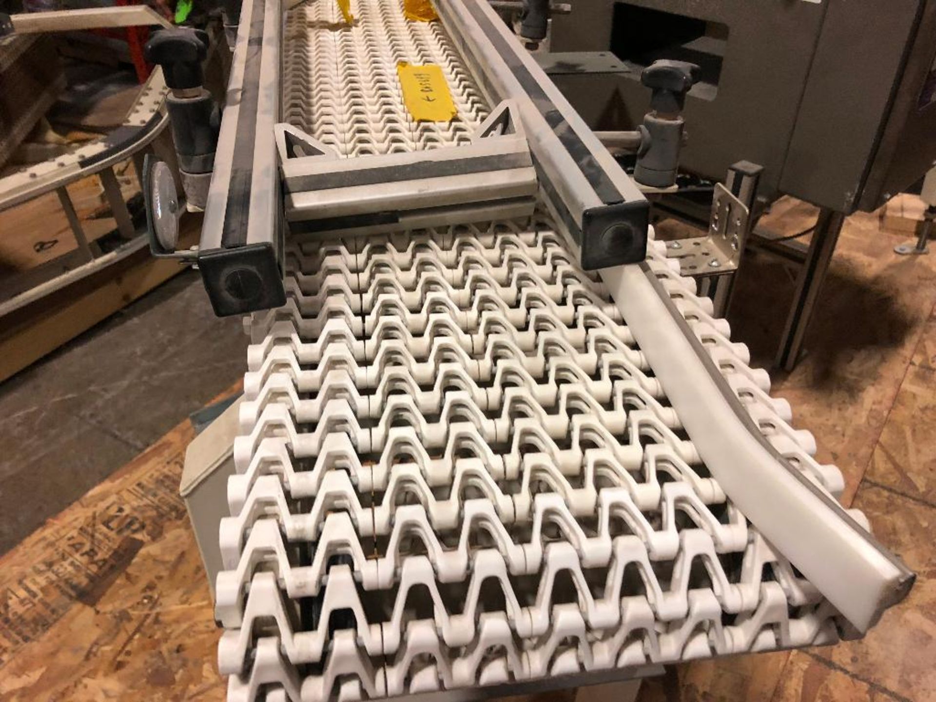 Spantech mild steel conveyor, 9 ft. long x 11 in. wide x 35 in. tall, motor and drive. - ** Located - Image 3 of 5