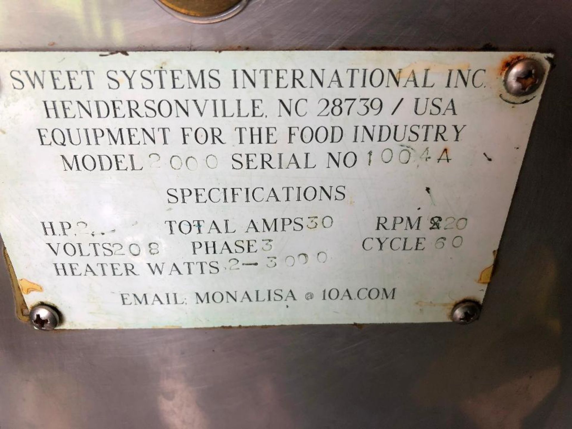 Sweet Systems International SS electric chocolate melt tank {Located in Womelsdorf, PA} - Bild 9 aus 13
