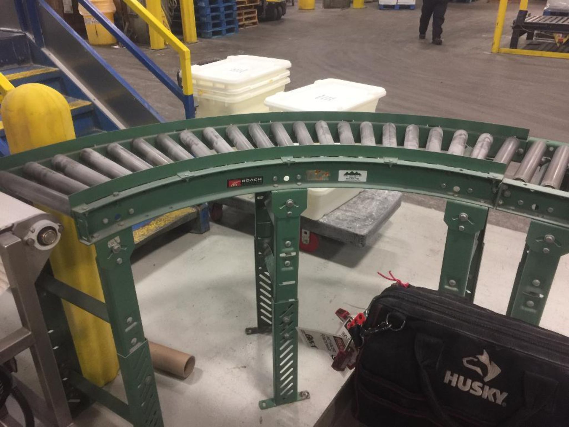 Roach mild steel gravity roller conveyor {Located in Lodi, CA}