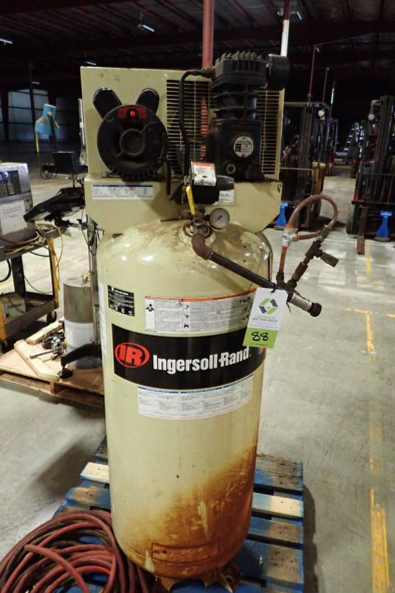 Ingersoll-Rand 60 gal. vertical air compressor {Located in Plymouth, IN} - Image 2 of 8