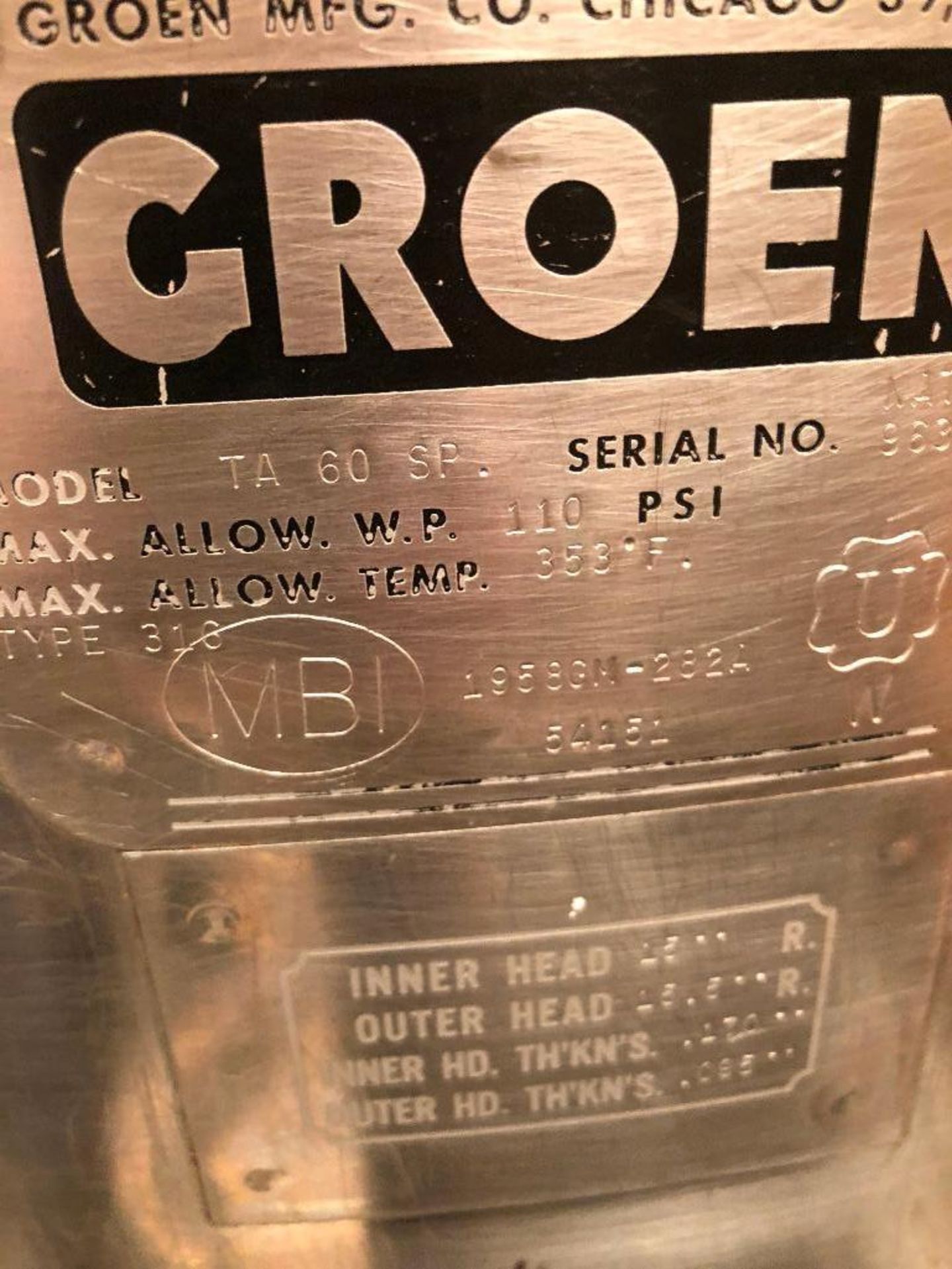 Groen 316 SS steam jacket kettle {Located in Womelsdorf, PA} - Image 6 of 11