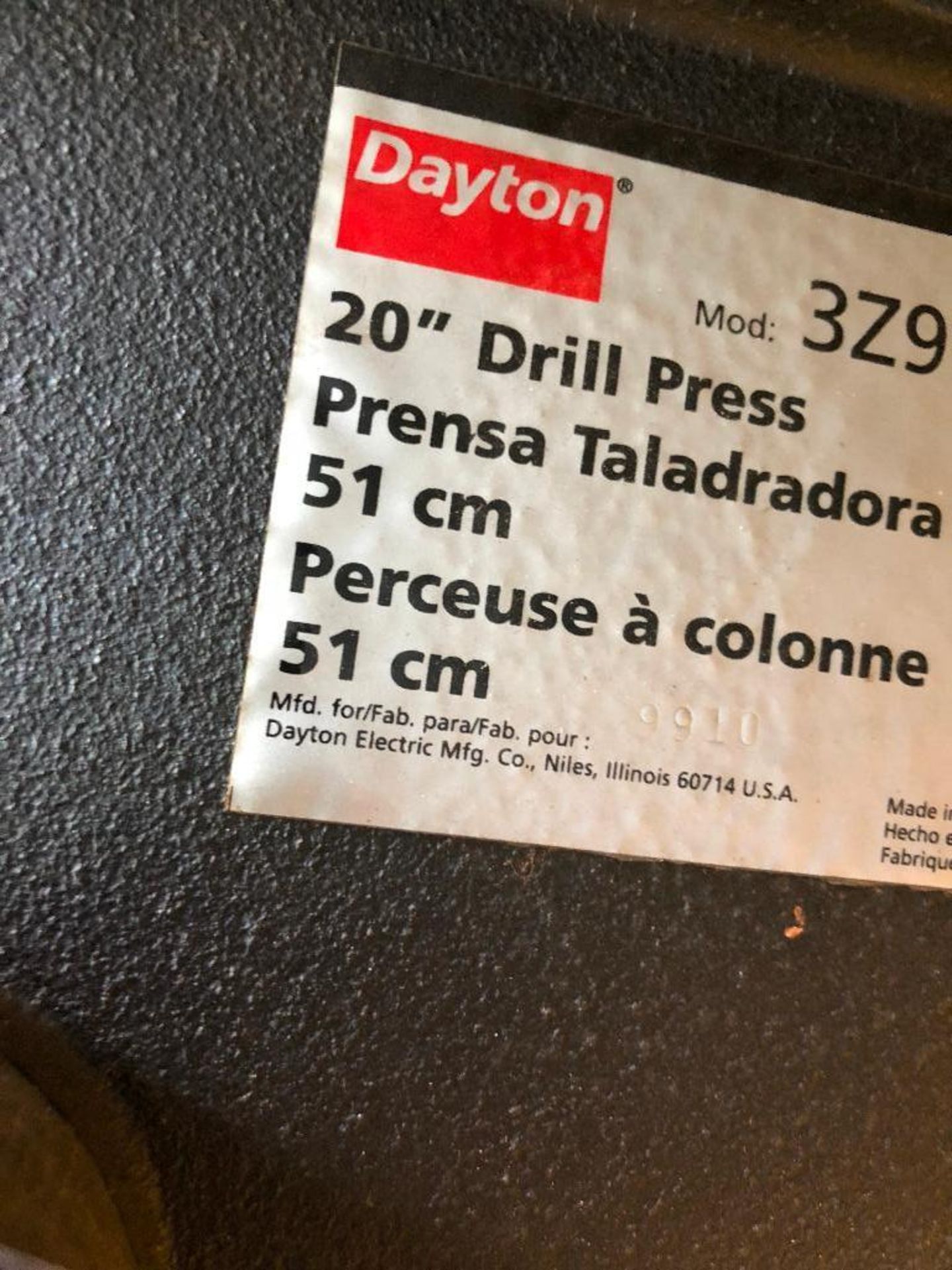 Dayton 20 in. floor drill press {Located in Womelsdorf, PA} - Bild 4 aus 6