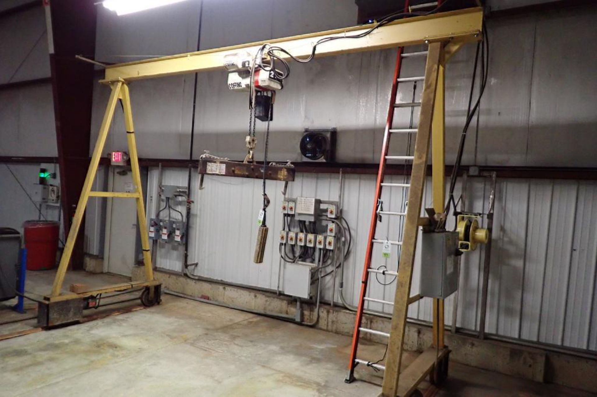 A-frame hoist on power trolley {Located in Plymouth, IN} - Image 9 of 9