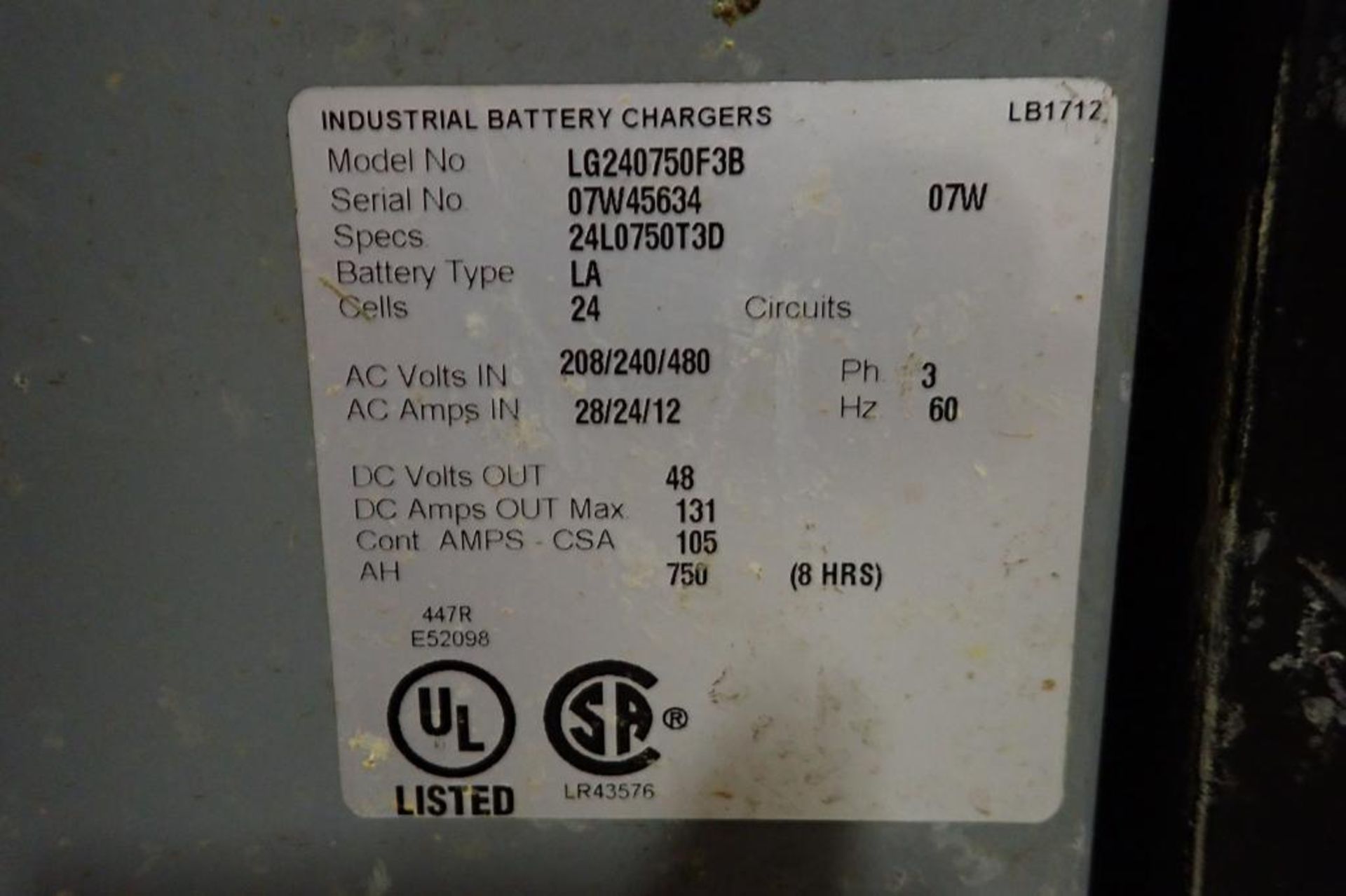 Hawker 48V battery charger {Located in Plymouth, IN} - Image 4 of 4