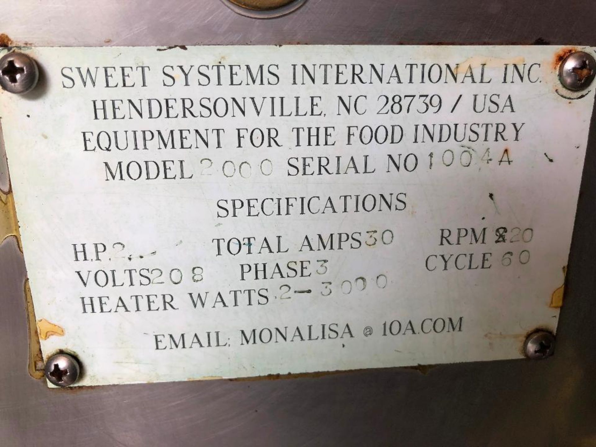 Sweet Systems International SS electric chocolate melt tank {Located in Womelsdorf, PA} - Image 10 of 13