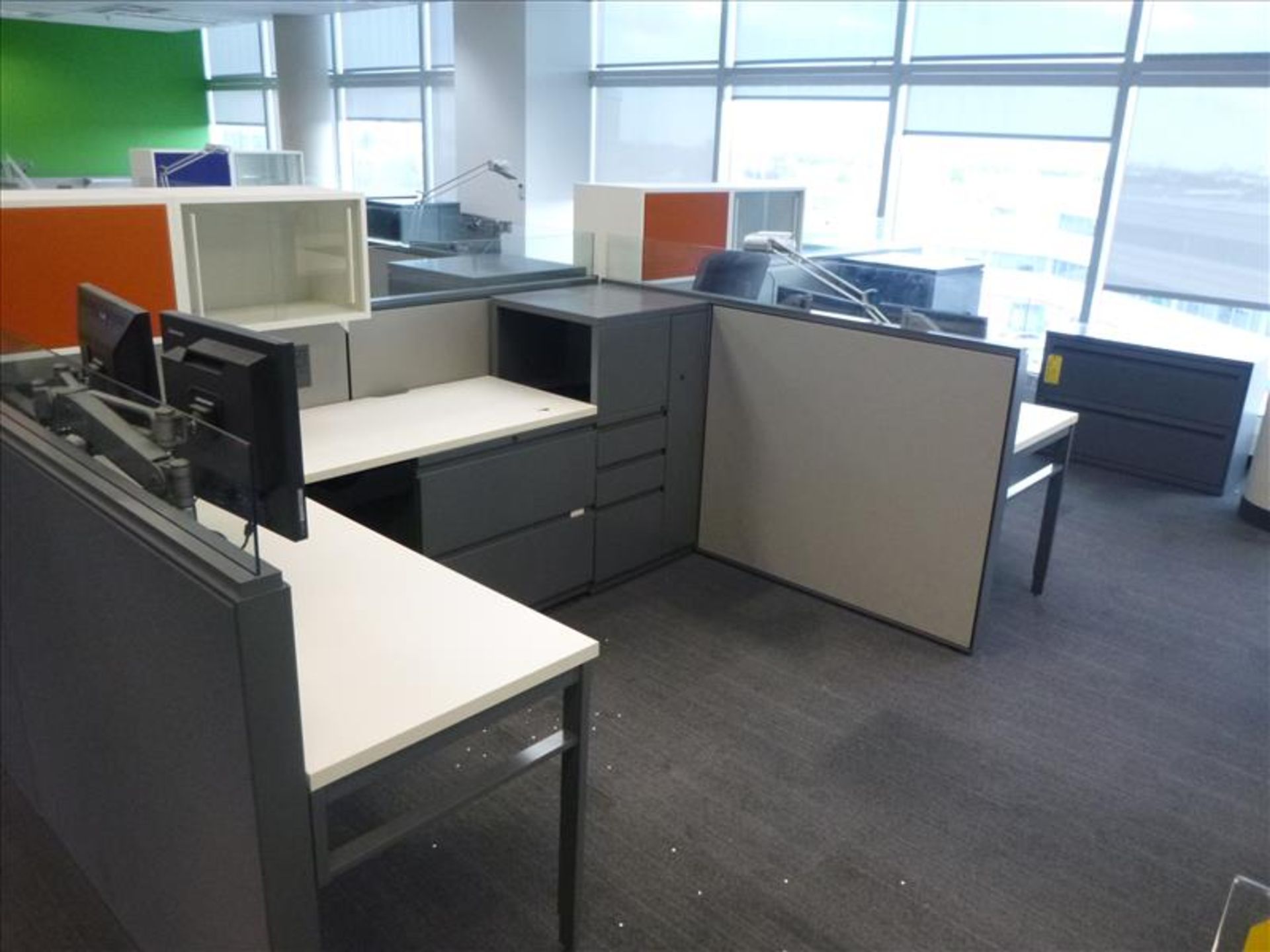 (4) Haworth cubicle workstations, approx. 12' x 20' footprint (excl. contents and office
