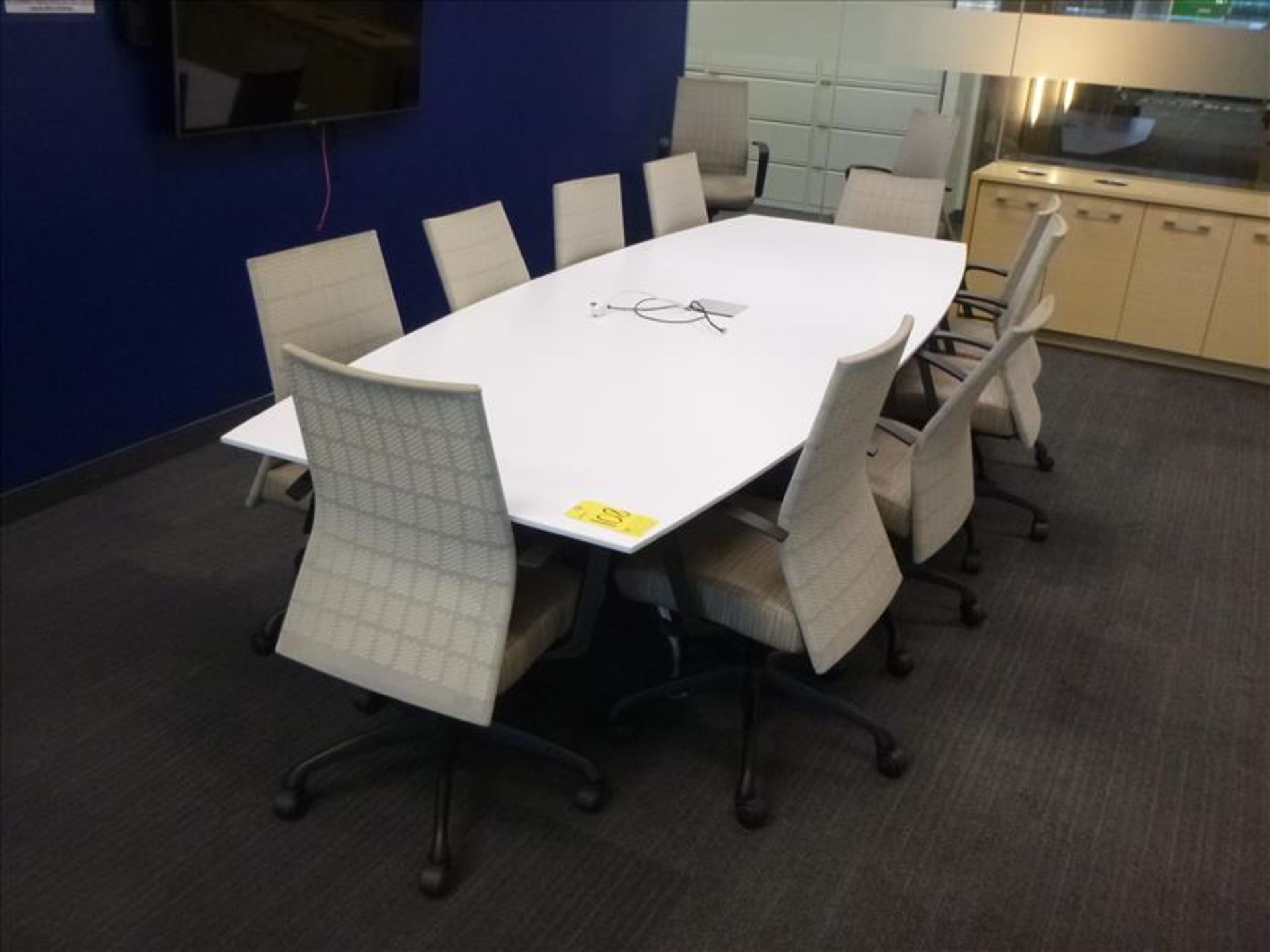 board room table, 4' x 10' c/w (12) chairs and credenza [3]