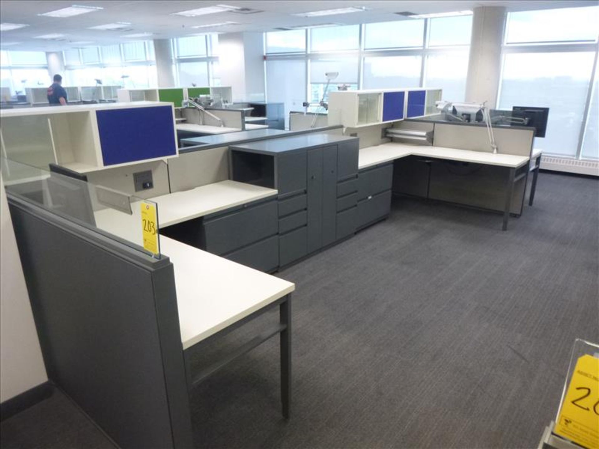 (6) Haworth cubicle workstations, approx. 12' x 24' footprint (excl. contents and office