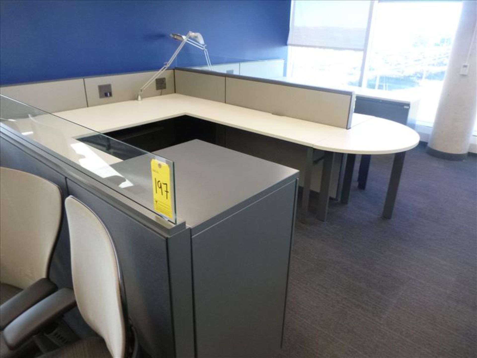 (2) Haworth cubicle workstations, approx. 10' x 16.5' footprint (excl. contents and office