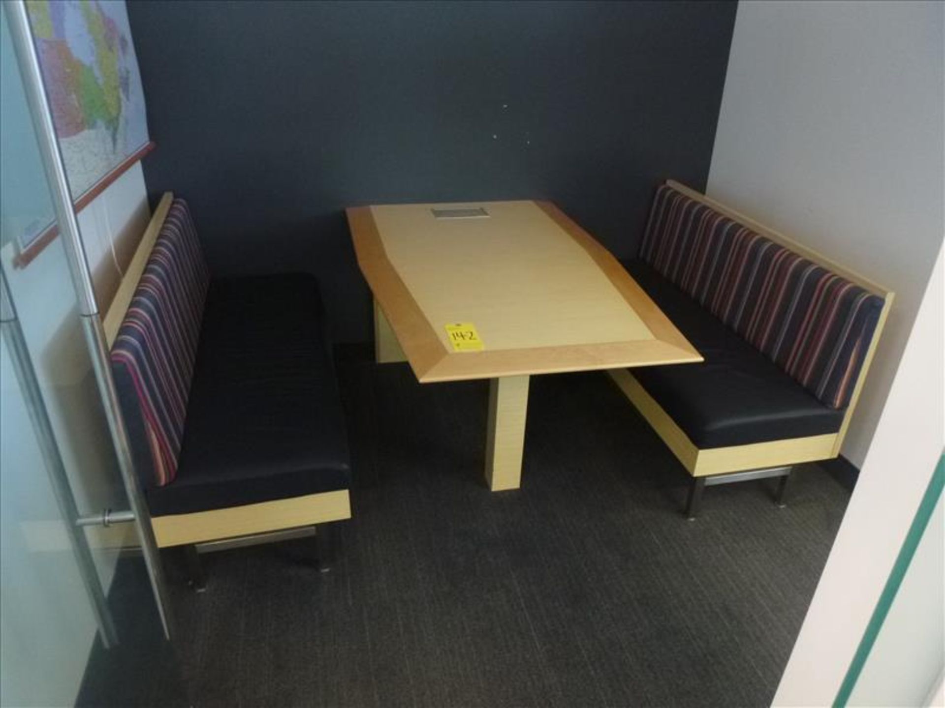 meeting room table, 36" x 58" c/w (2) benches [3]