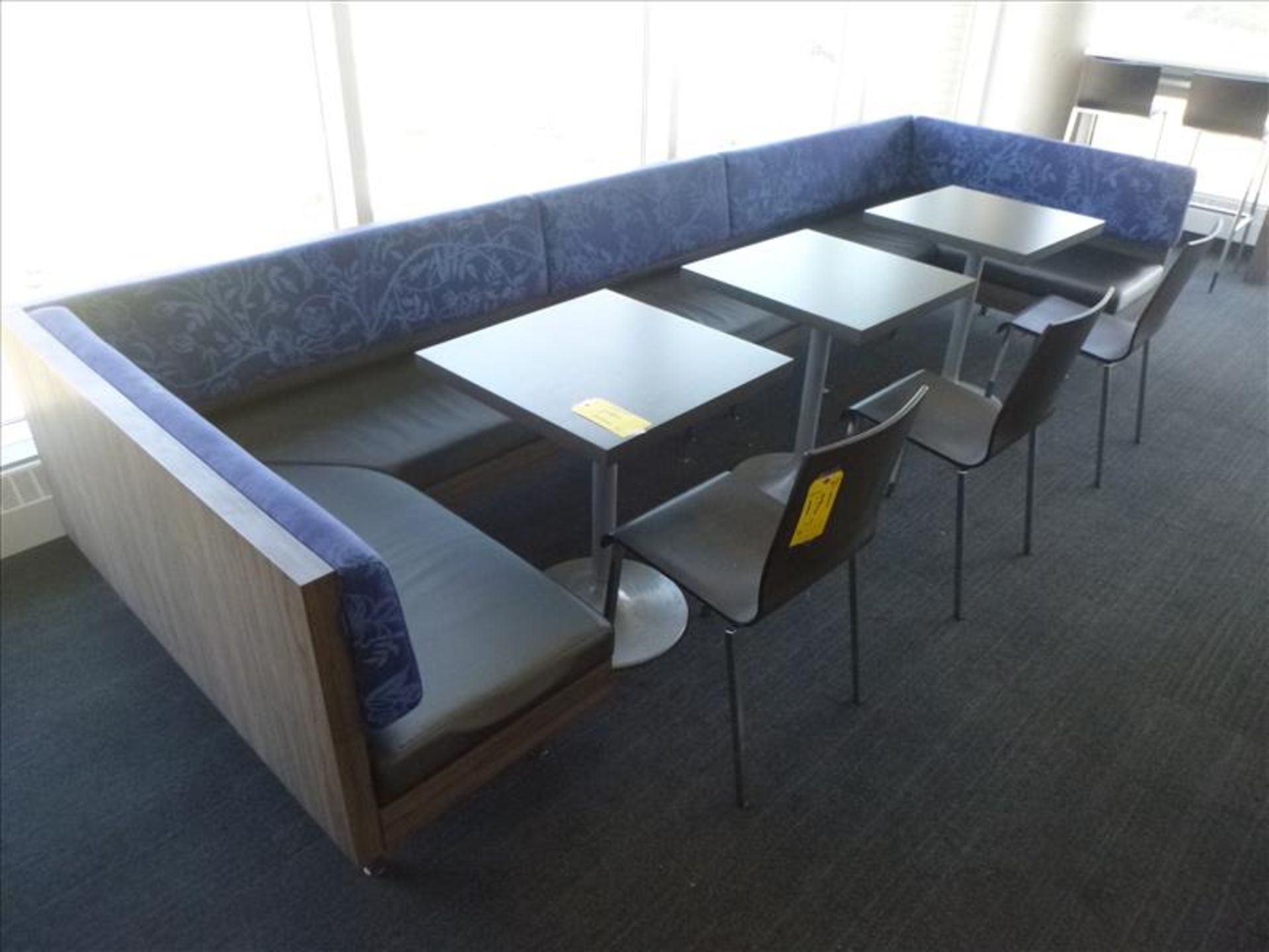 dinette set incl. 54" x 13' bench, (3) tables, 2' x 2' ea. and (3) chairs [FLR4]