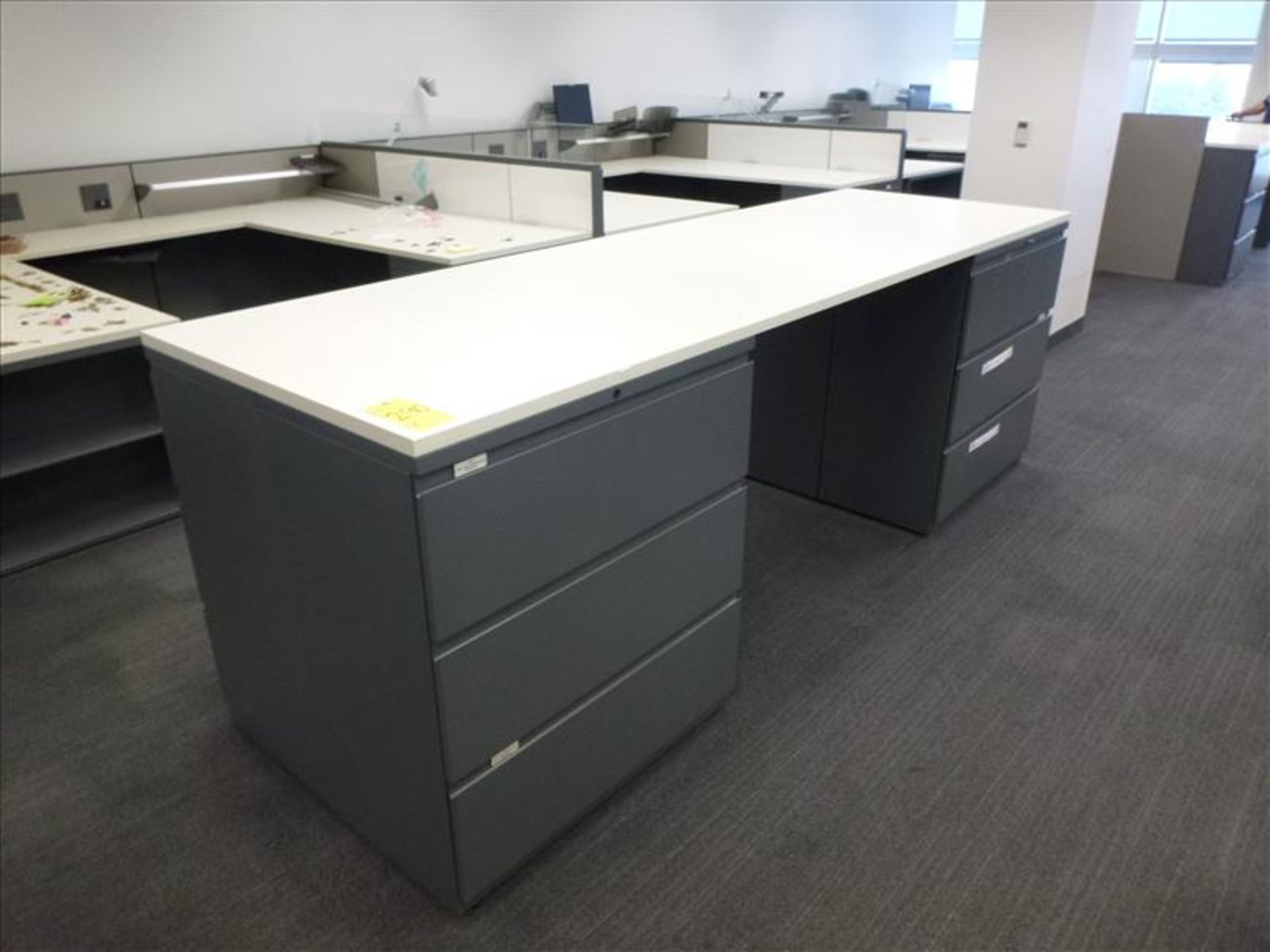 counter top, 3' x 10' c/w (4) filing cabinets [3]