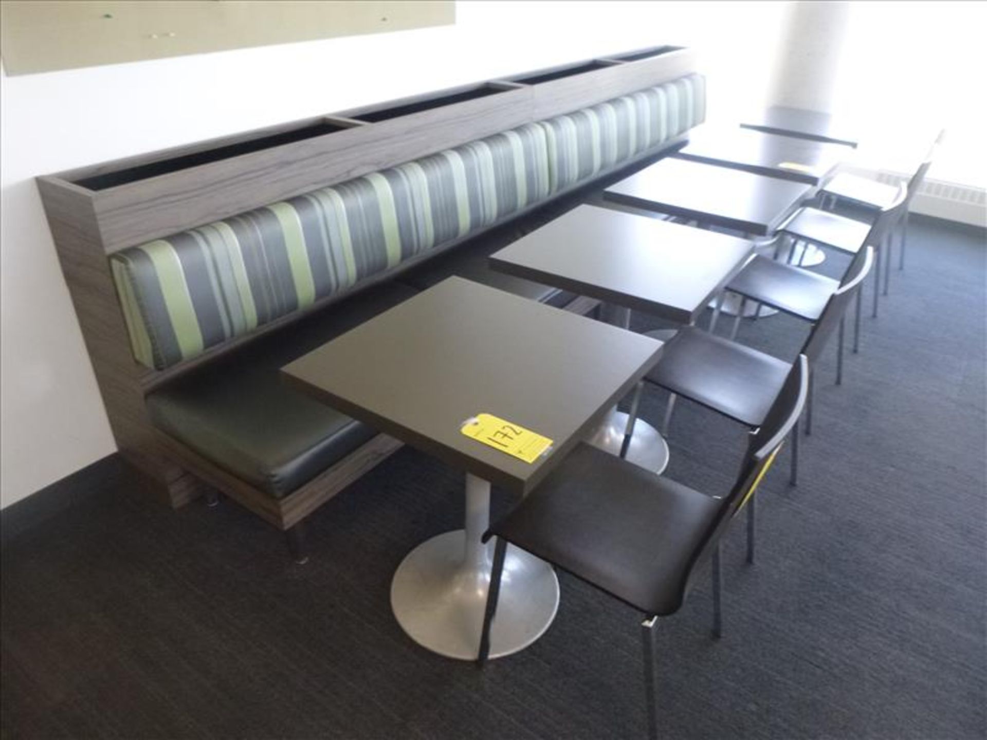 dinette set incl. 11' bench, (5) tables, 2' x 2' ea. and (5) chairs [FLR4]