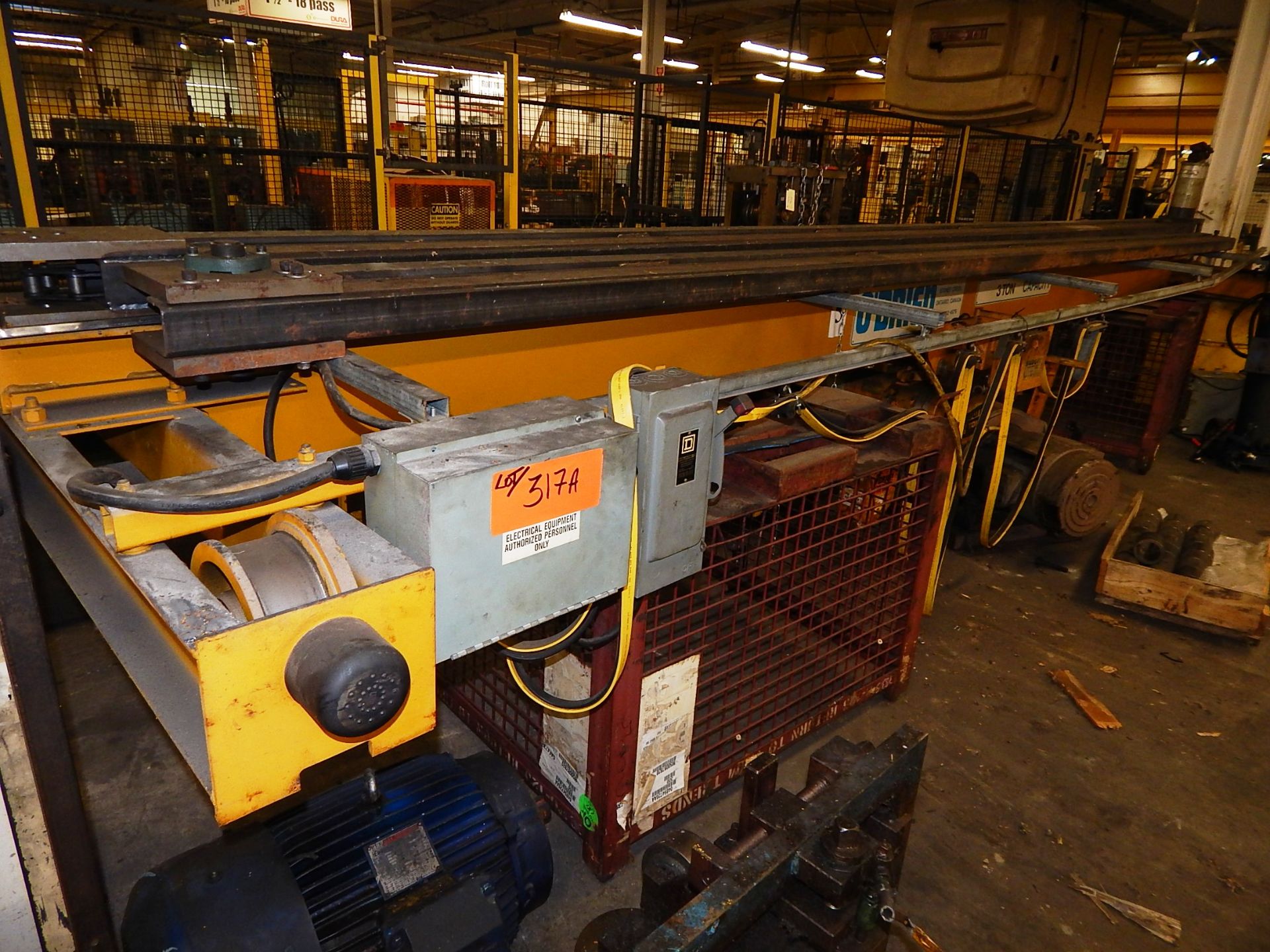 OBRIEN OVERHEAD BRIDGE CRANE WITH BUDGIT 3 TON HOIST (CI) - RIGGING FEE FOR LOT #317A - NATIONAL