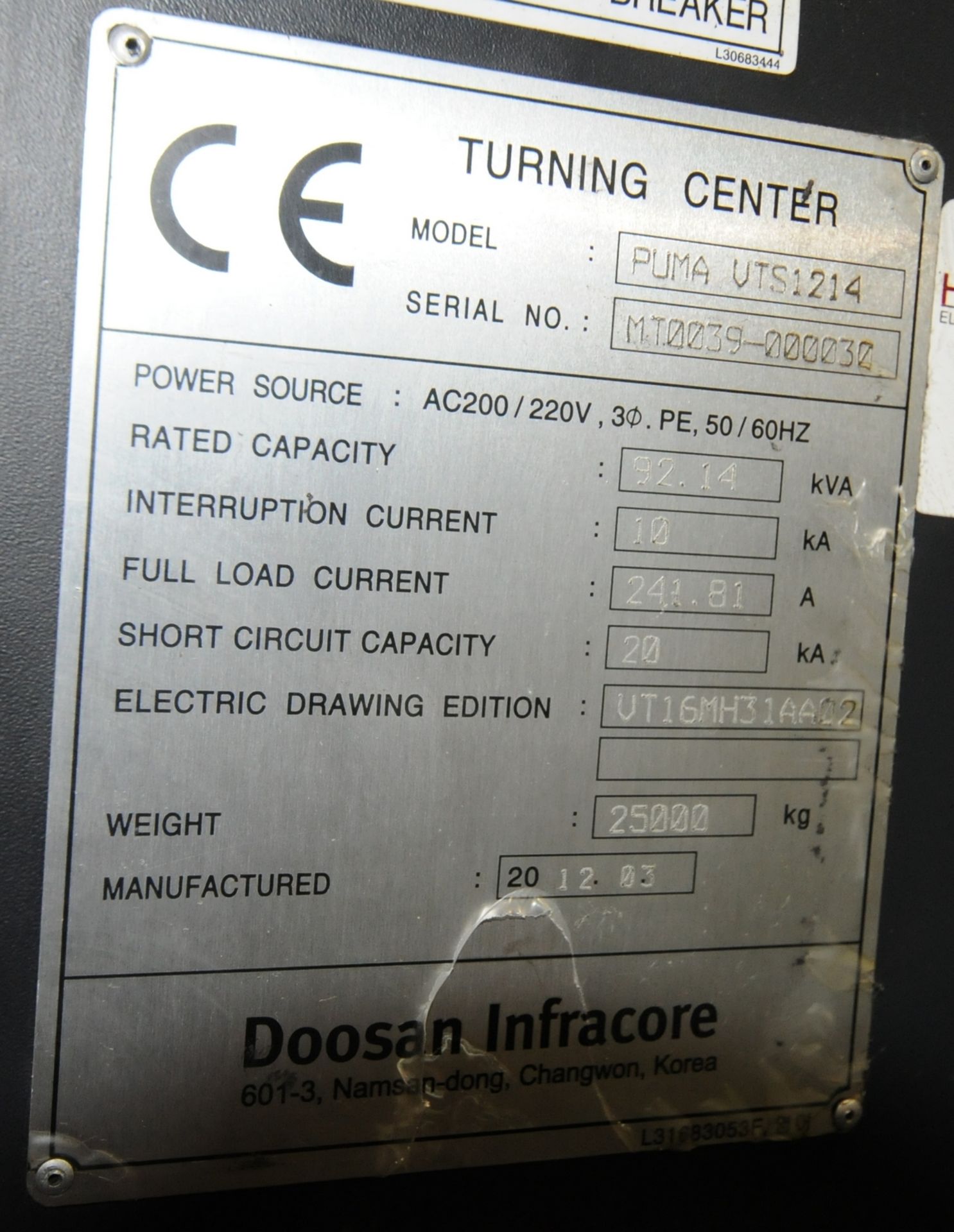 DOOSAN (2012) PUMA VTS1214 CNC VERTICAL TURNING CENTER (VTS 1214 #7) - Image 10 of 25