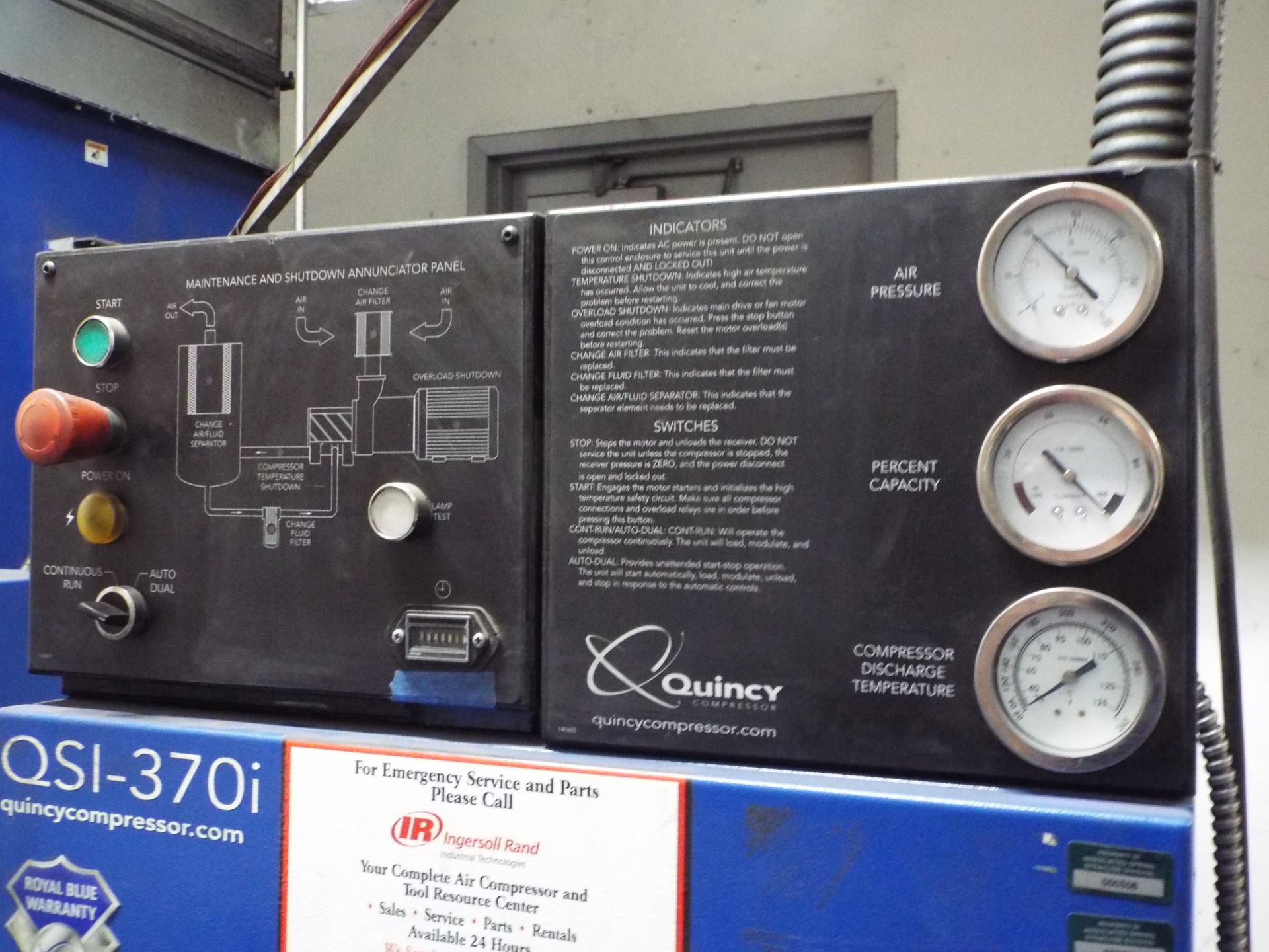 QUINCY QSI-370I 75HP ROTARY SCREW TYPE AIR COMPRESSOR, S/N N/A (CI) (DELAYED DELIVERY) - Image 2 of 3