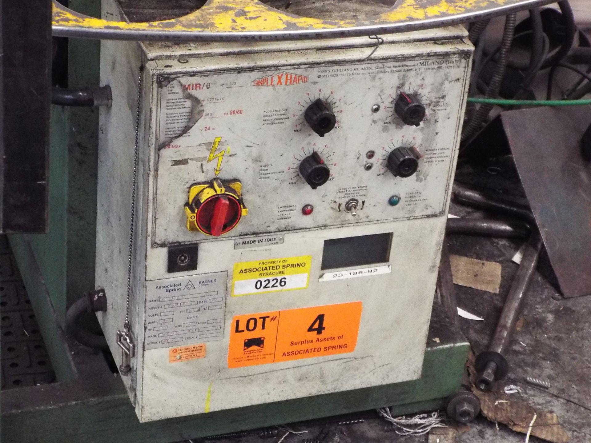 SIMPLEX MIR/6 VARIABLE SPEED POWERED WIRE PAY-OFF, S/N 6323 (CI) - Image 2 of 4