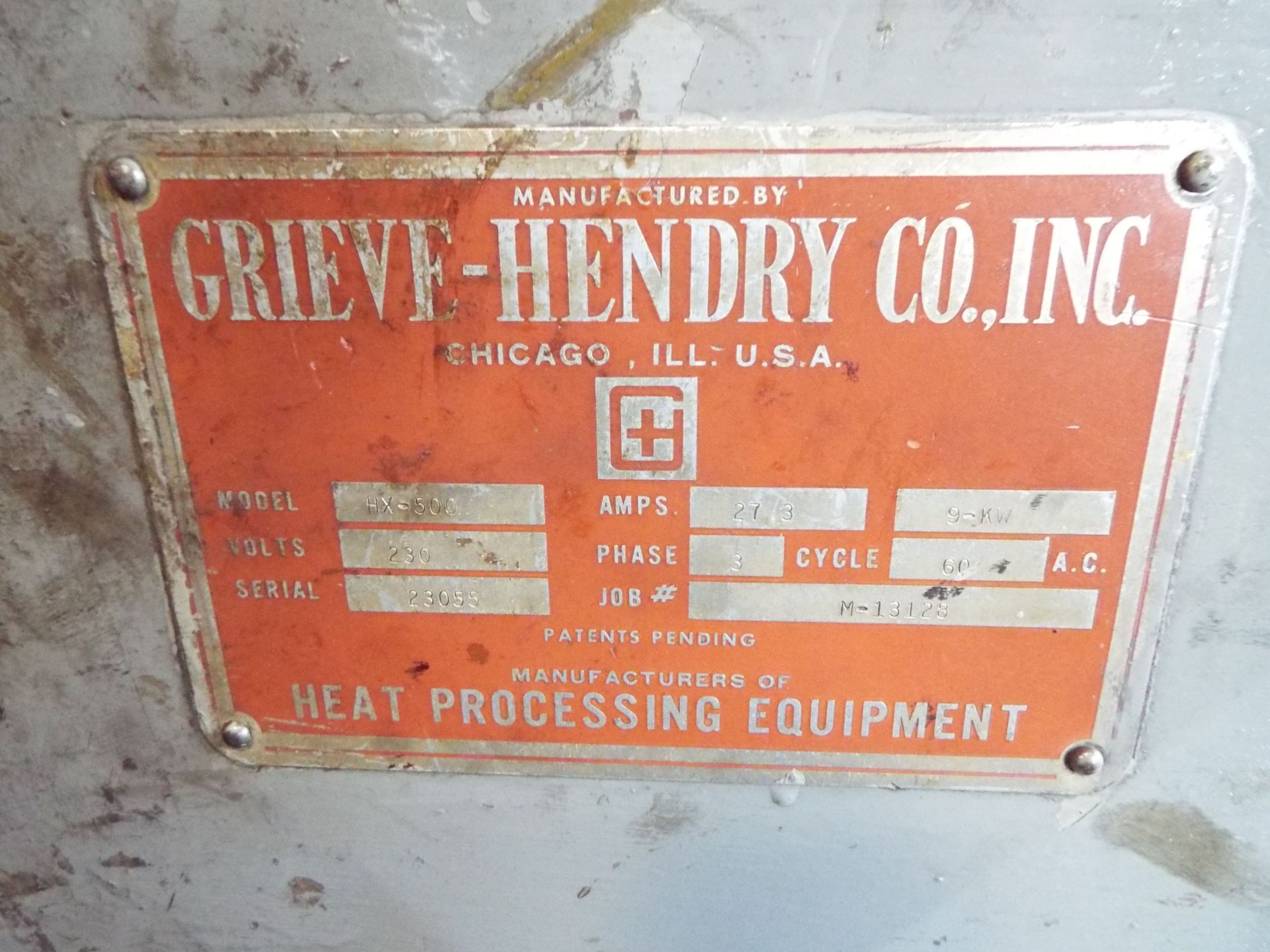 GRIEVE HENRY HX-500 ELECTRODE STABILIZING OVEN S/N: 23055 (CI) - Image 2 of 2
