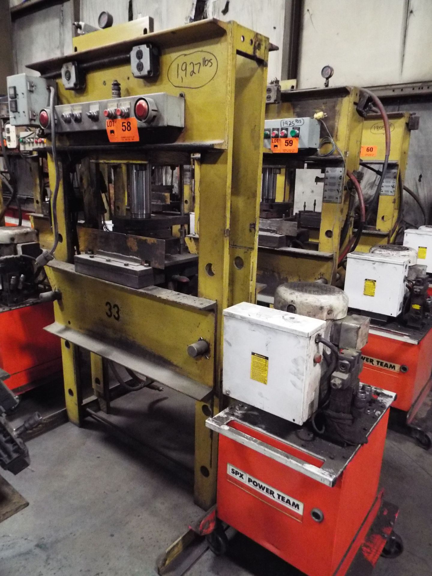 ENERPAC IPH10030 HYDRAULIC H-FRAME PRESSES WITH 100 TON CAPACITY, SPX POWERTEAM 10 HP HYDRAULIC