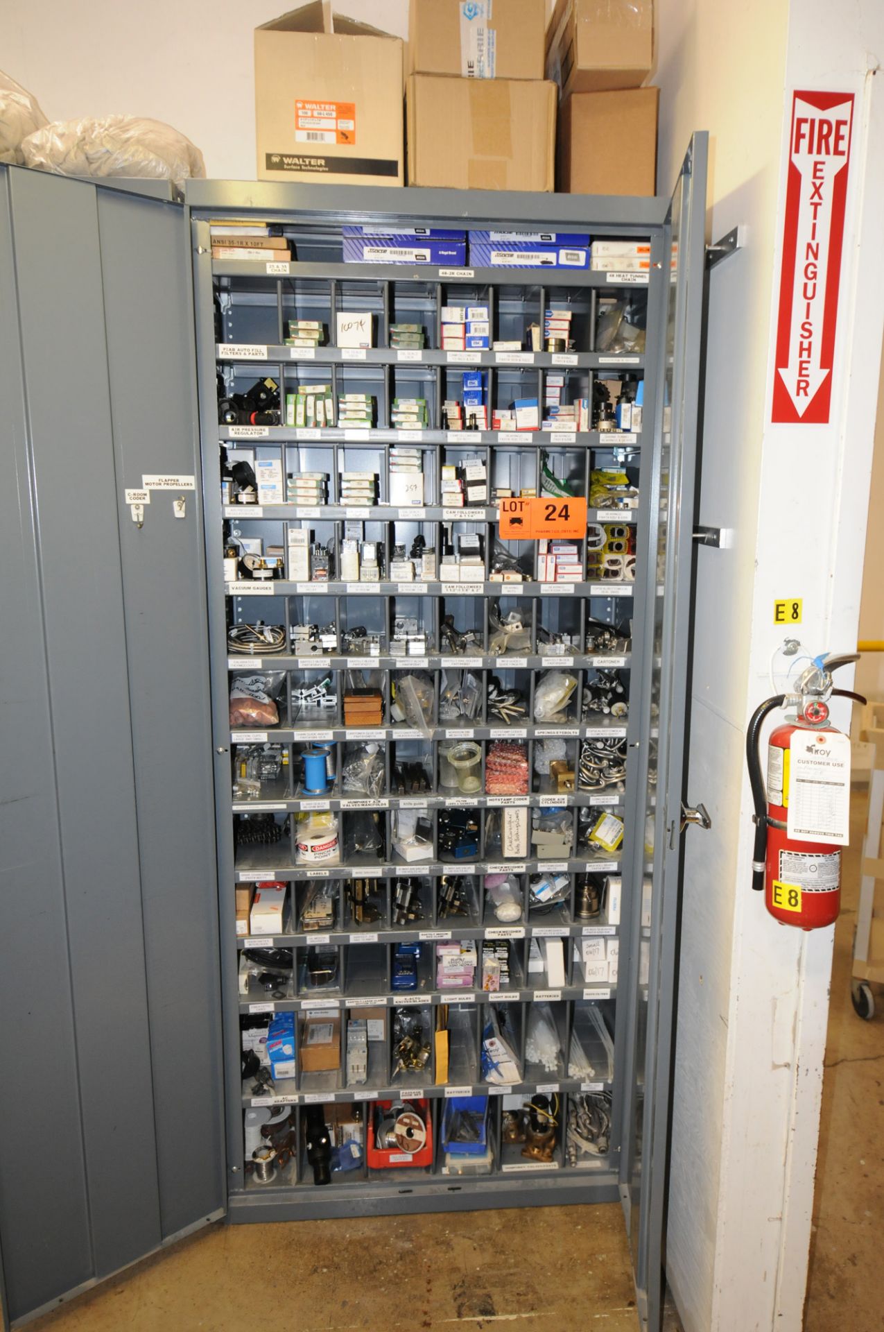 HIGHBOY CABINET WITH BEARINGS AND SUPPLIES (LOCATED IN BURLINGTON - ON)