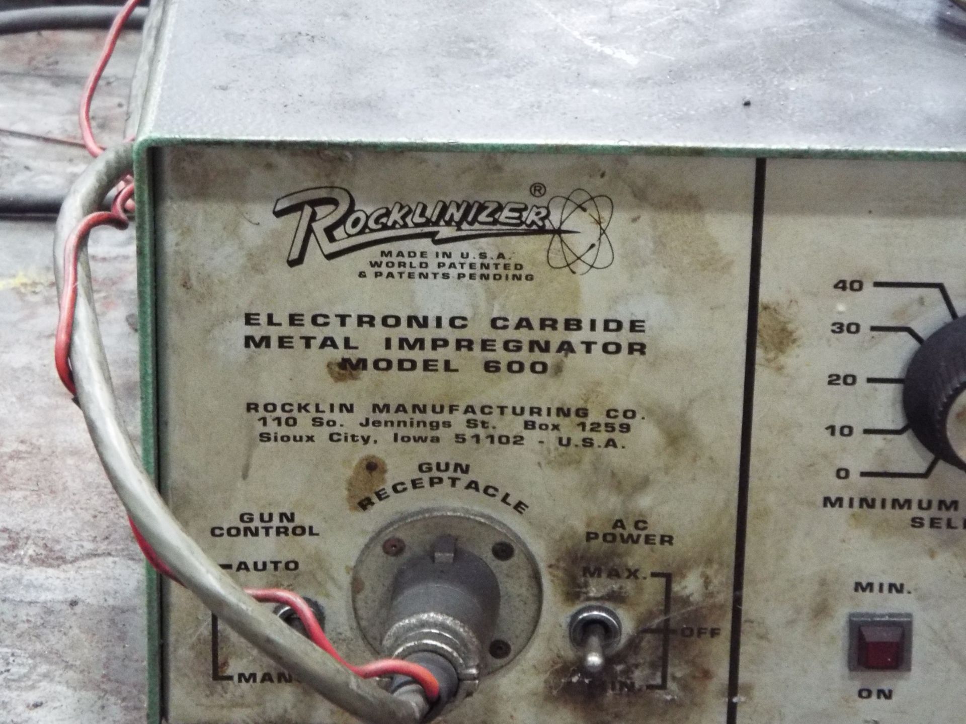 LOT/ ROCKLINIZER MODEL 600 ELECTRIC CARBIDE METAL IMPREGNATOR WITH CART - Image 3 of 3