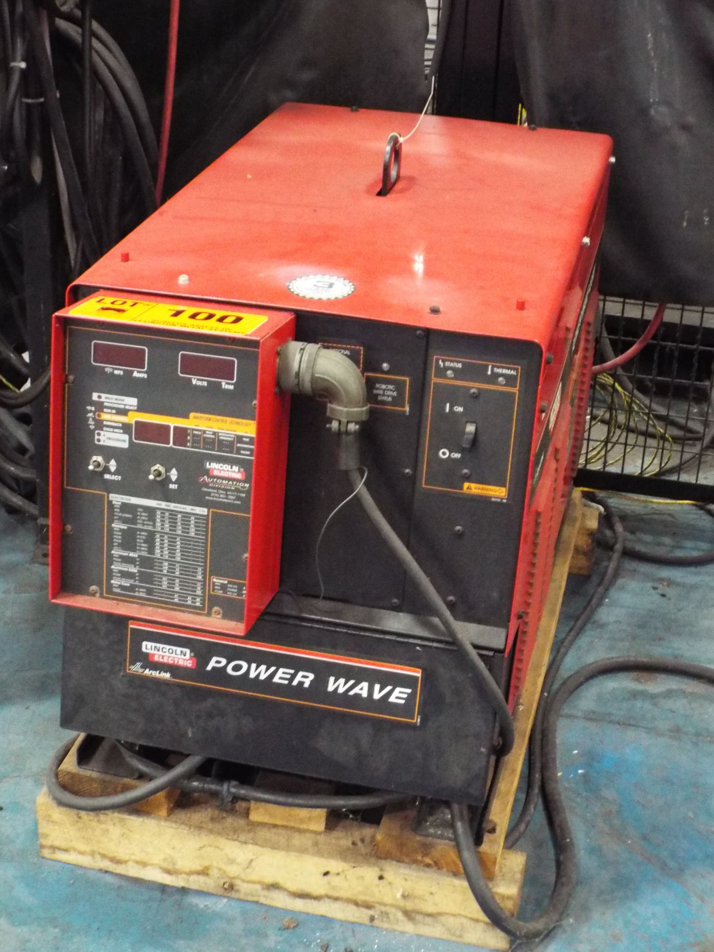 LINCOLN ELECTRIC POWERWAVE 455M DIGITAL WELDING POWER SUPPLY WITH LINCOLN ELECTRIC WIRE FEED/GUN S/