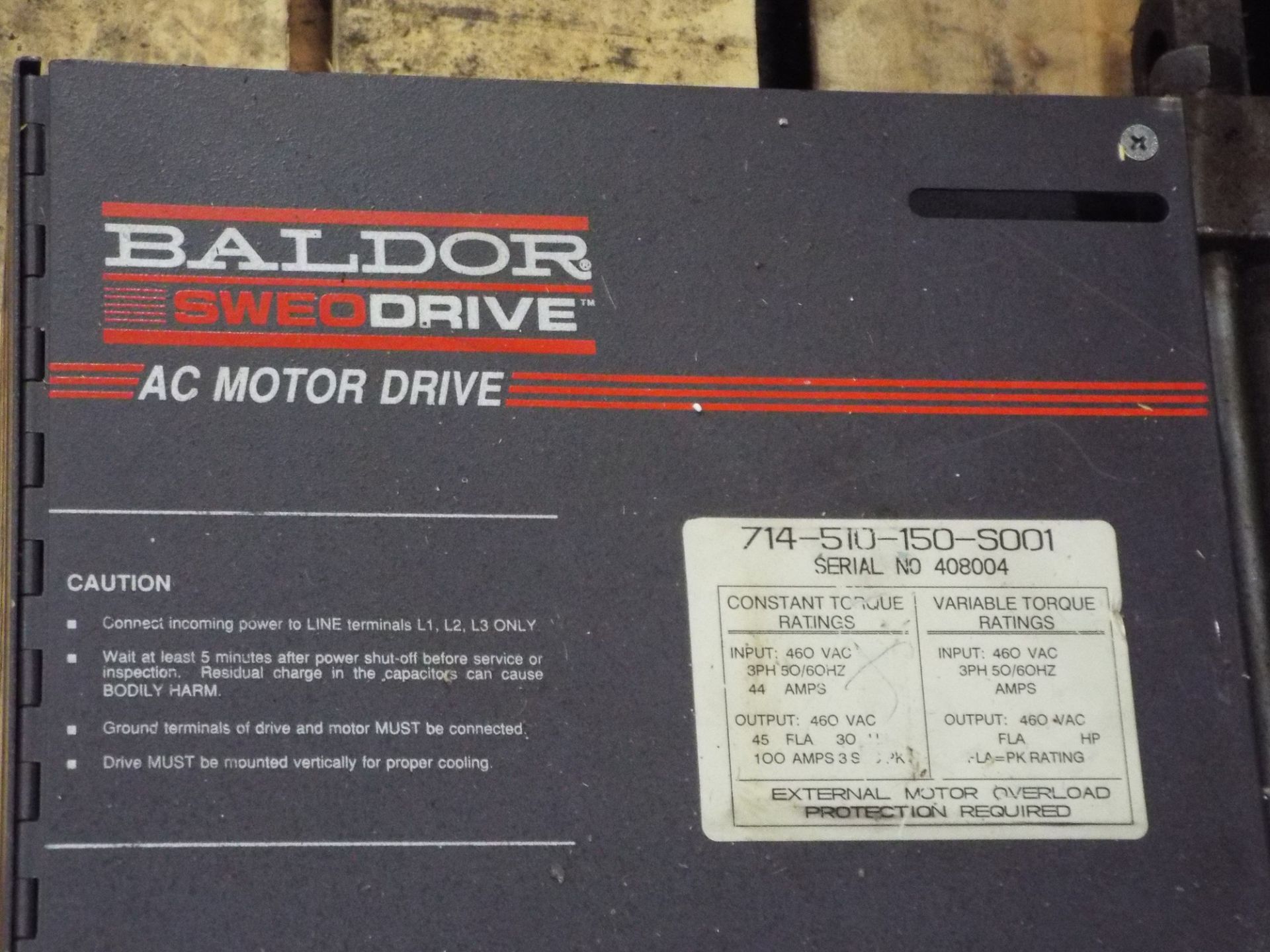 BALDOR SWEODRIVE AC DRIVE WITH VARIABLE TORQUE S/N: 408004 - Image 2 of 3