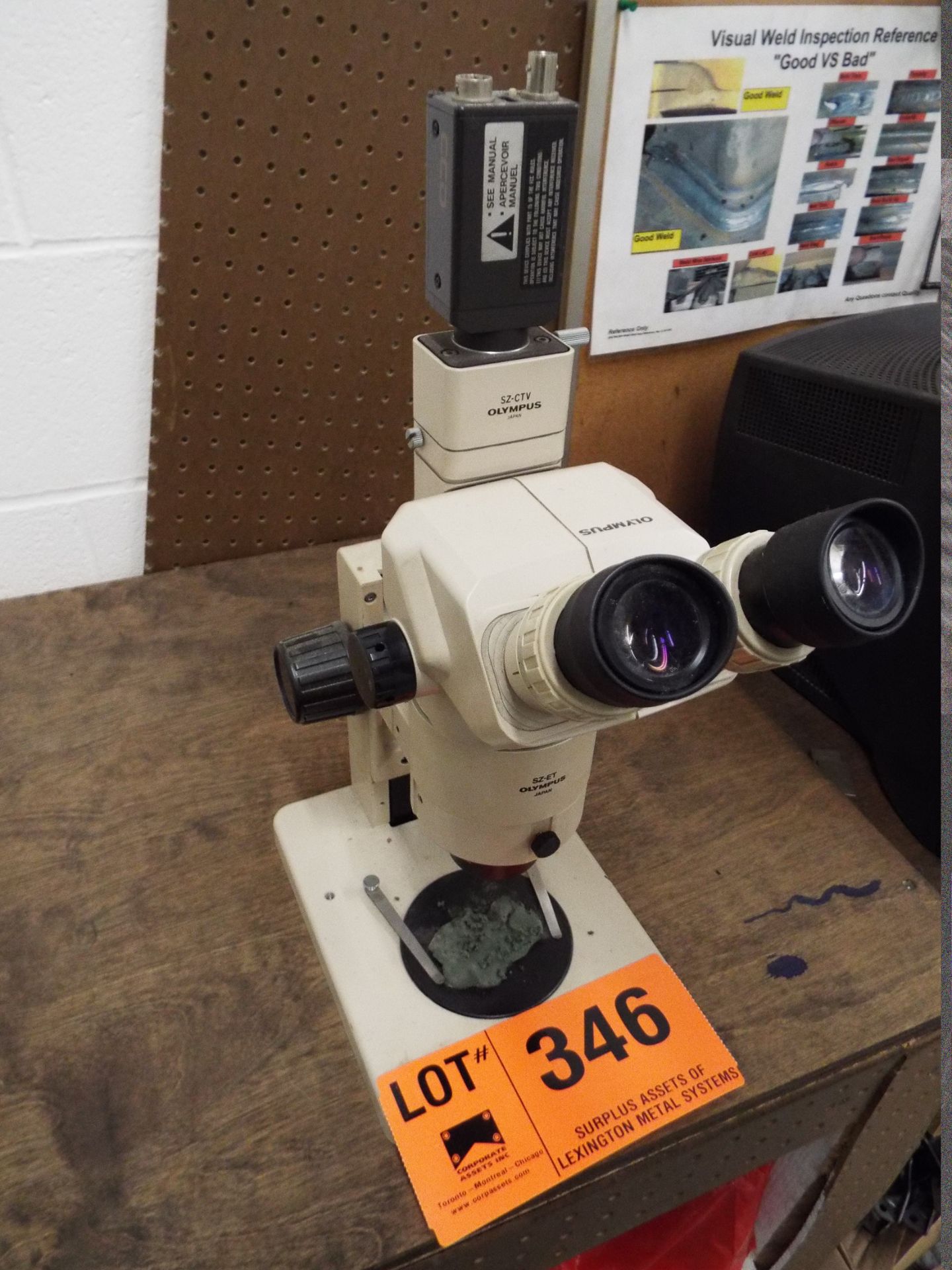 OLYMPUS SZ-ET STEREO MICROSCOPE WITH OLYMPUS SZ-CTV C-MOUNT TV ADAPTER