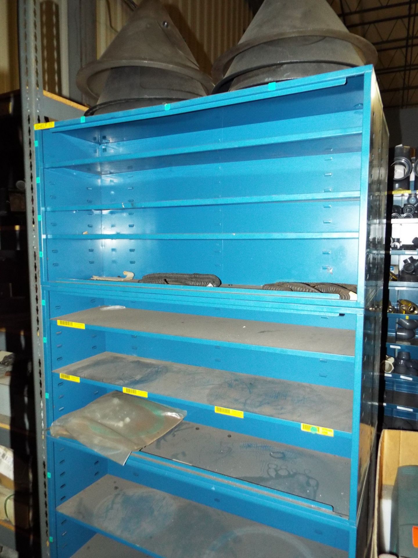 LOT/ SHELVES WITH CONTENTS - ELECTRICAL COMPONENTS, CONTROL BOXES, PRESS CONTROLS, SPARE PARTS - Image 3 of 3