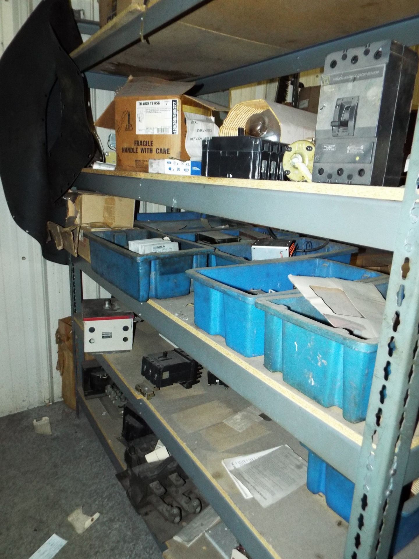 LOT/ SHELF WITH CONTENTS - ELECTRICAL COMPONENTS, BREAKERS, WIRES, PLC COMPONENTS, SPARE PARTS - Image 3 of 3