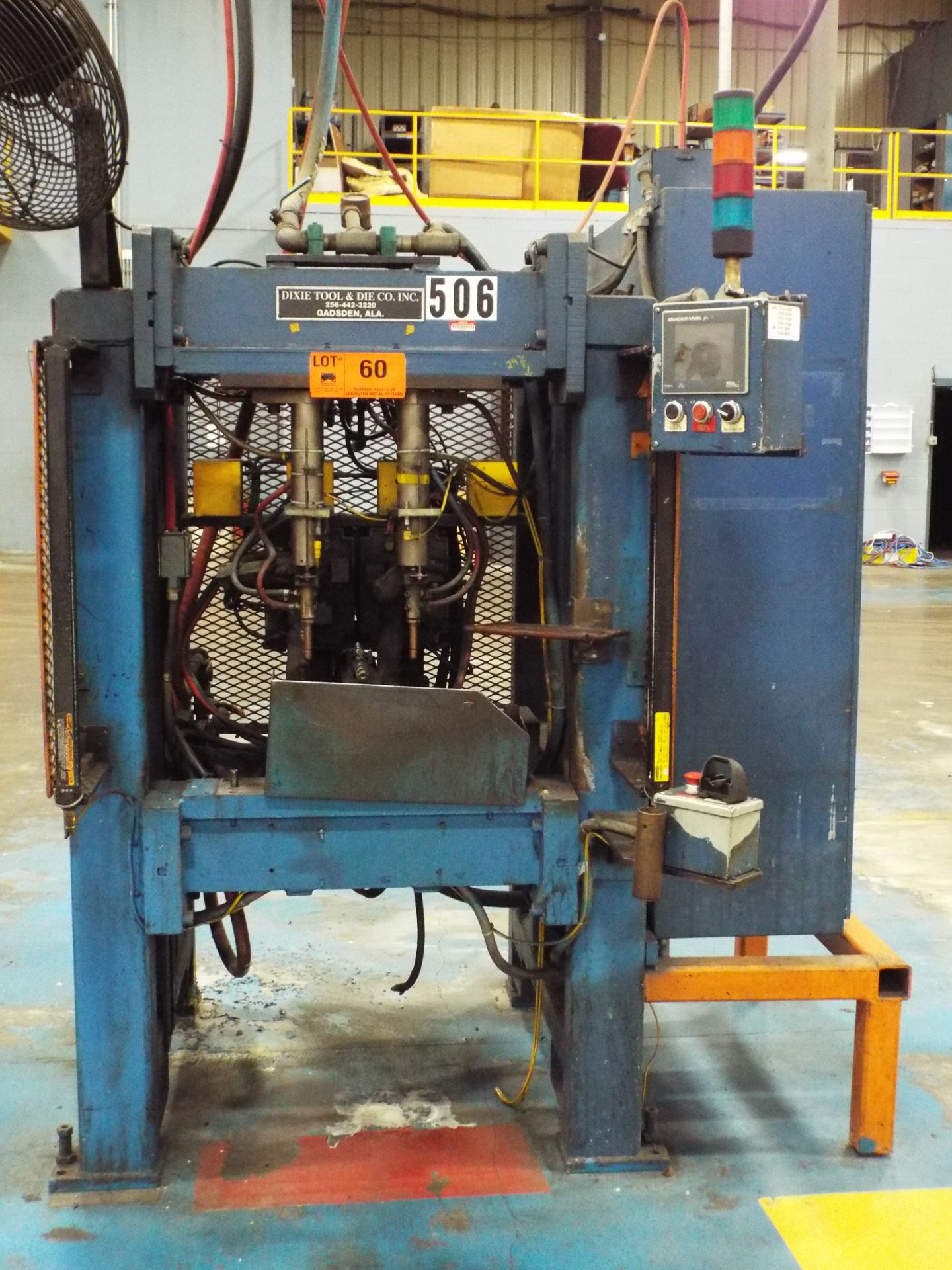 DIXIE TOOL & DIE 100 KVA DUAL HEAD AUTOMATIC ASSEMBLY WELDER WITH TOTAL CONTROL QUICK PANEL PLC