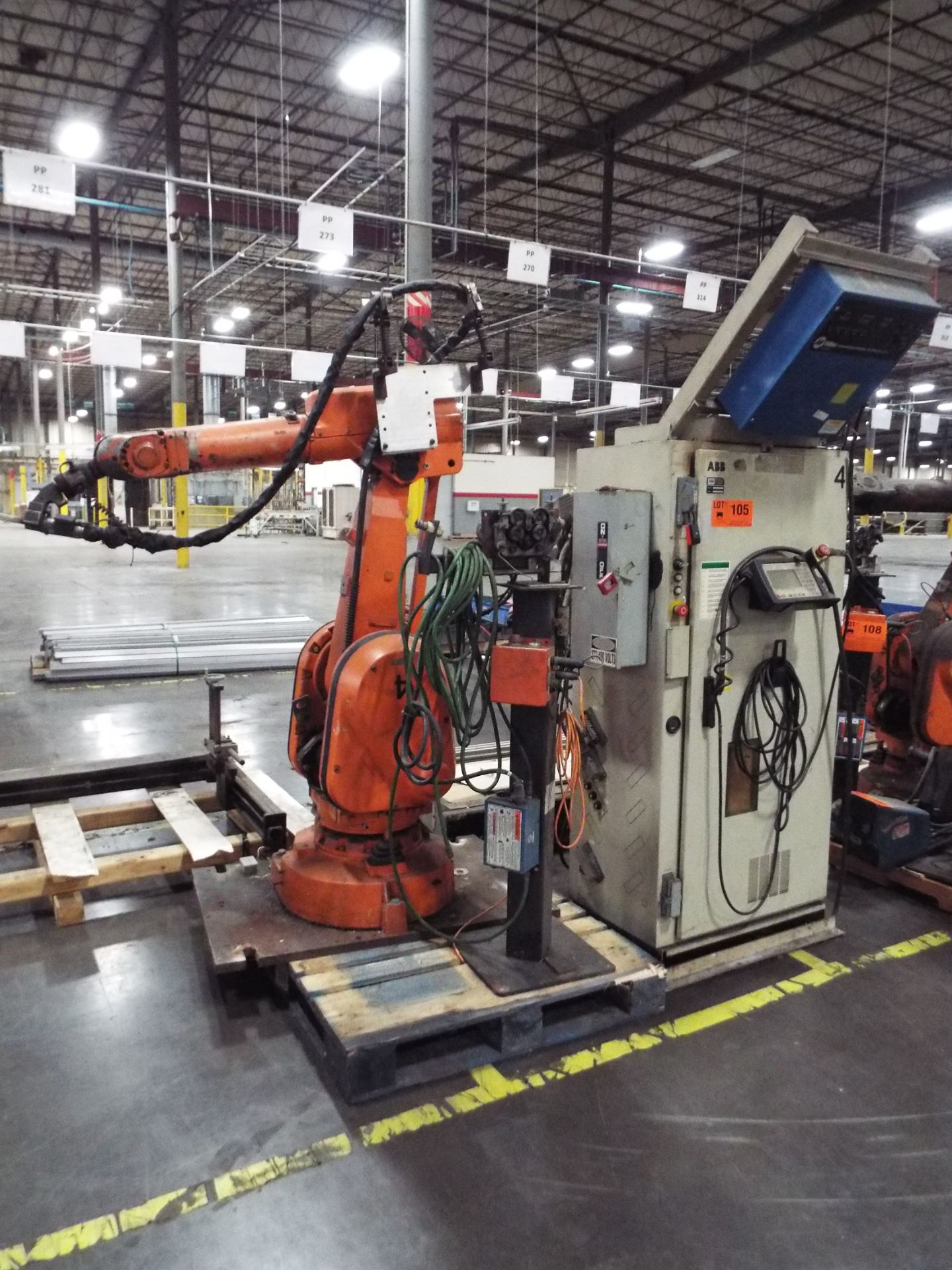 ABB IRB-2400 6 AXIS WELDING ROBOT WITH ABB IRB2400-0261 CONTROL, MILLER WIRE FEEDER, MILLER WIRE