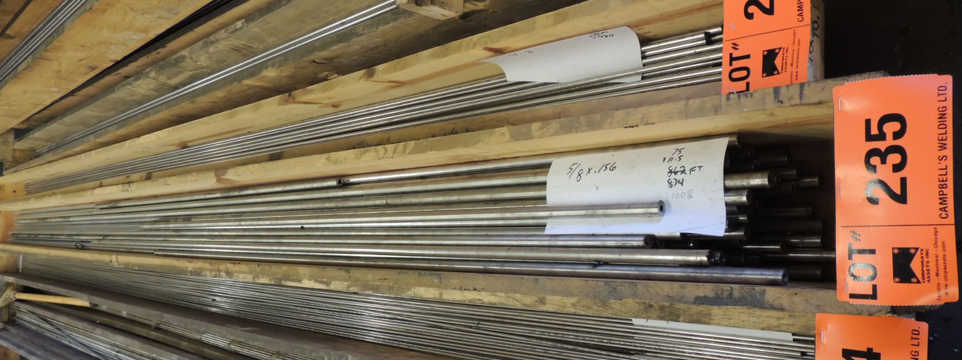 LOT/ 304 STAINLESS STEEL SEAMLESS TUBING - 5/18" OD X 0.156" WALL