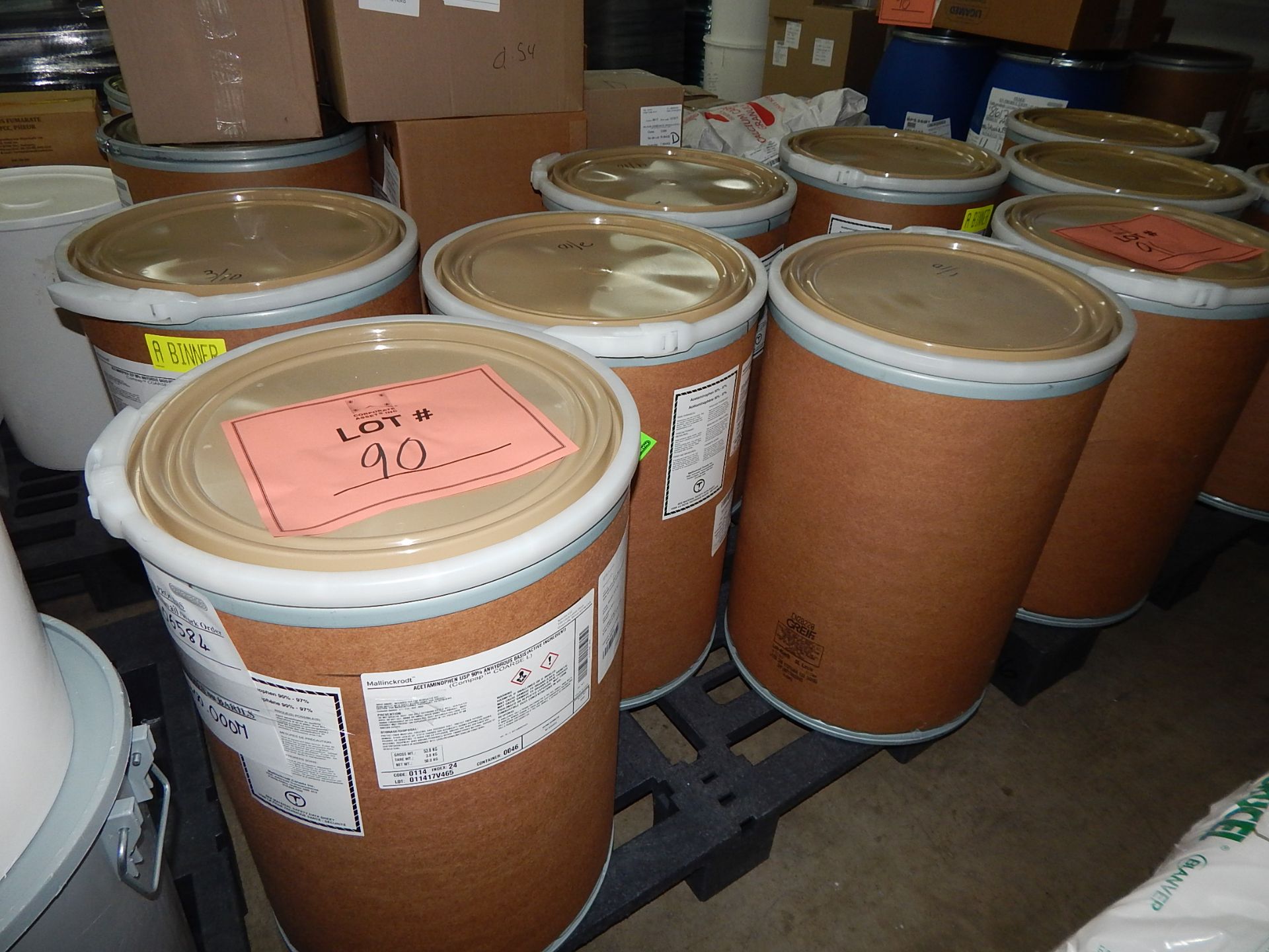 LOT/ SKID WITH CONTENTS CONSISTING OF 50KG DRUMS OF ACETAMINOPHEN