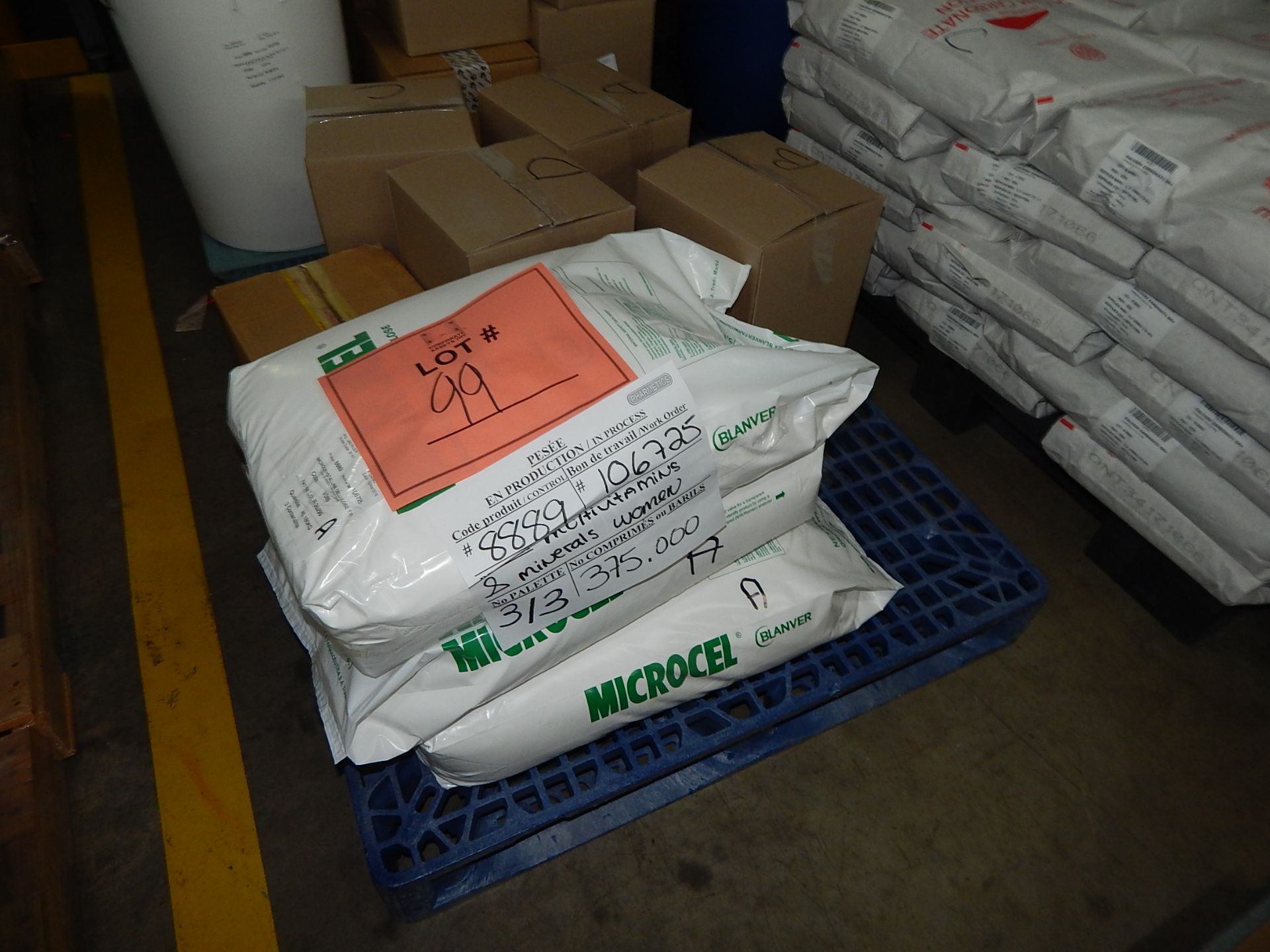 LOT/ SKID WITH CONTENTS CONSISTING OF BAGS OF MICROCYSTALLINE, ACETAMINOPHEN AND PHARMCEUTICAL