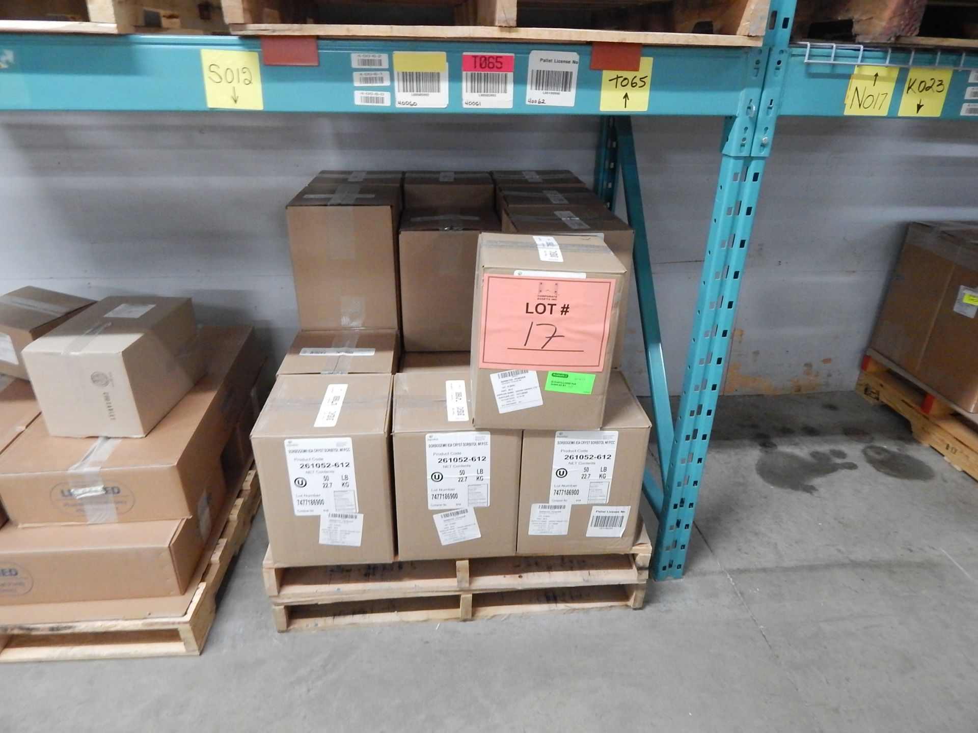 LOT/ SKID WITH CONTENTS CONSISTING OF 50LBS BOXES OF SORBOGEM 834 CRYSTAL SORBITOL