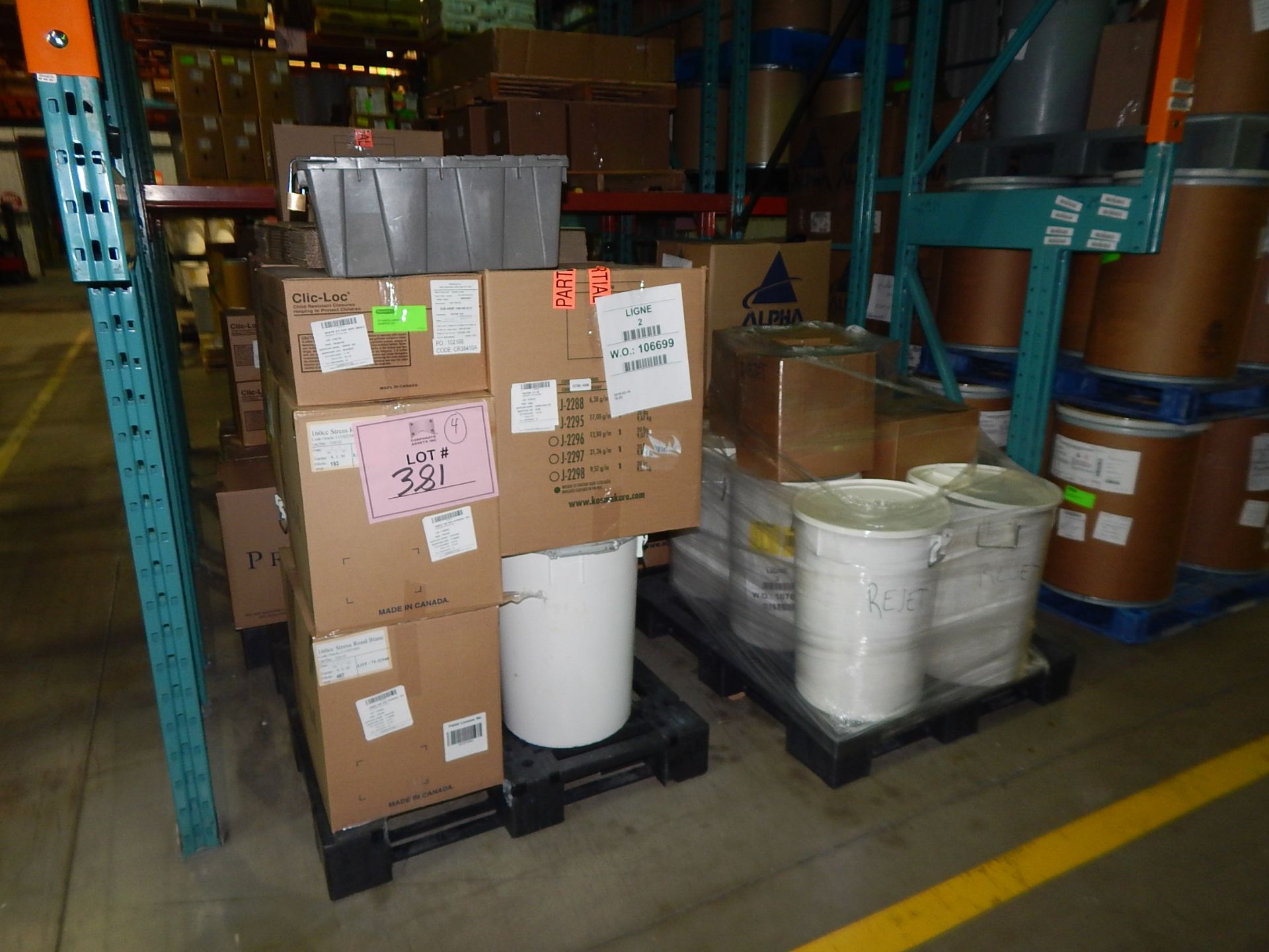 LOT/ CONTENTS OF SHELF CONSISTING OF SKIDS OF RAYON, PACKAGING SUPPLIES AND PHARMACEUTICAL SUPPLIES