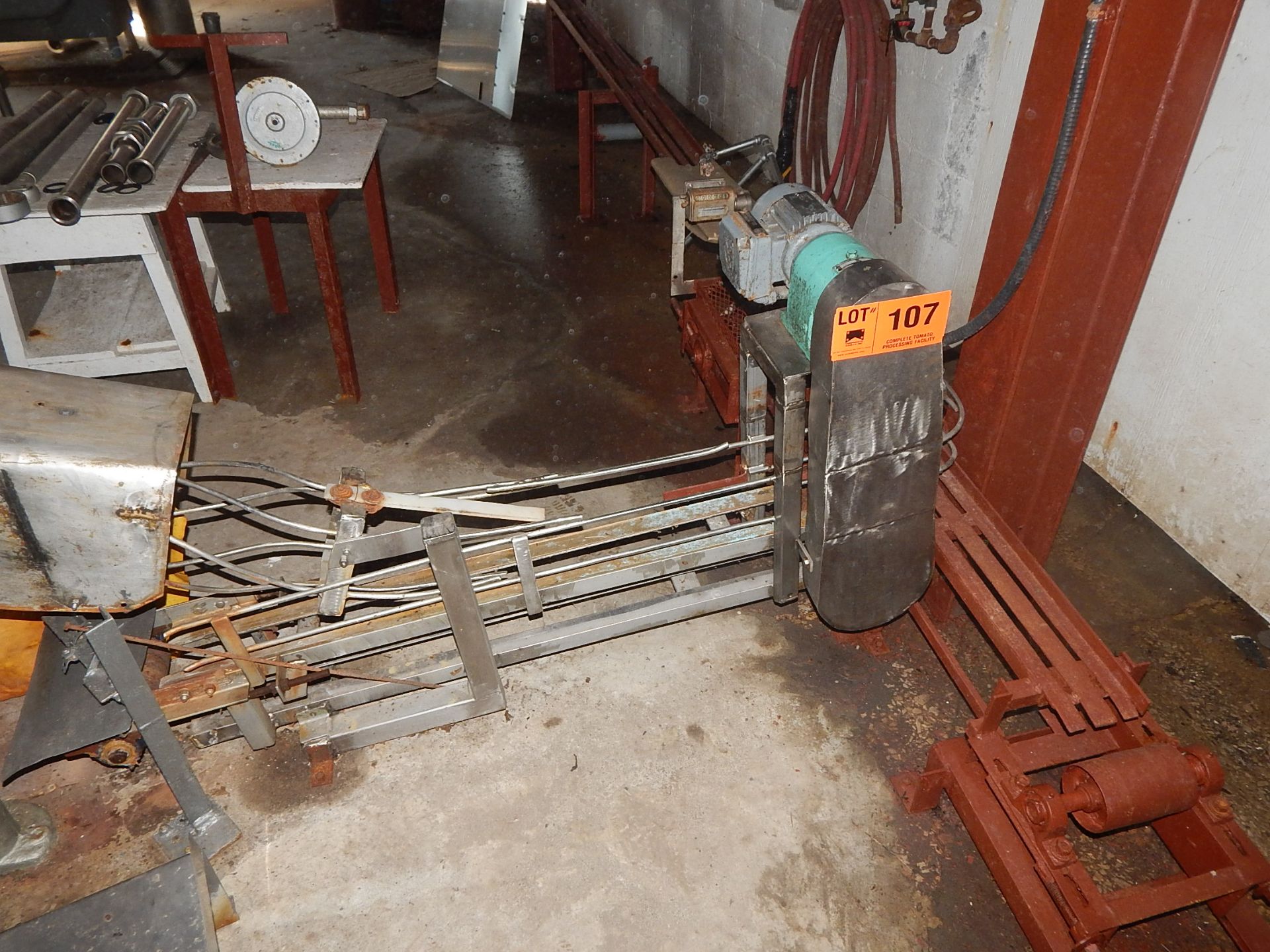 LOT/ STAINLESS STEEL CAN CONVEYOR WITH MOTOR AND GEARBOX