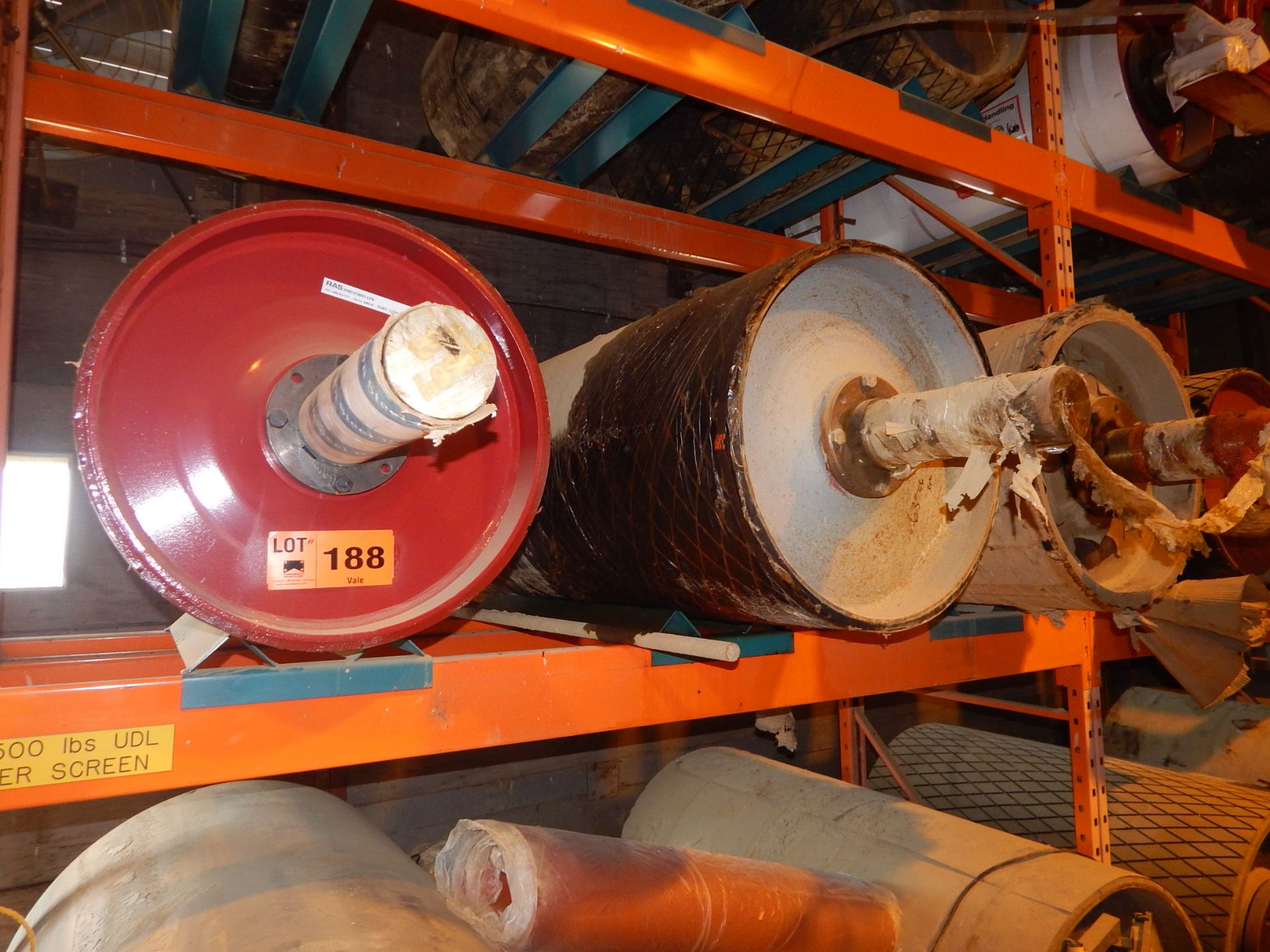 LOT/ (3) CONVEYOR PULLEYS 24" X 46", 63" X 24", 25" X 64" (LOCATED AT STOBIE MINE)