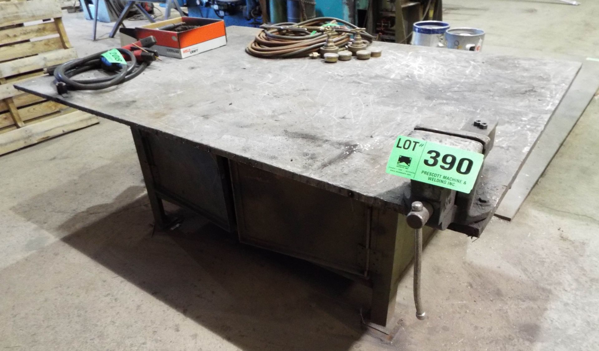 STEEL WELDING TABLE WITH 6" BENCH VISE (DELAYED DELIVERY)