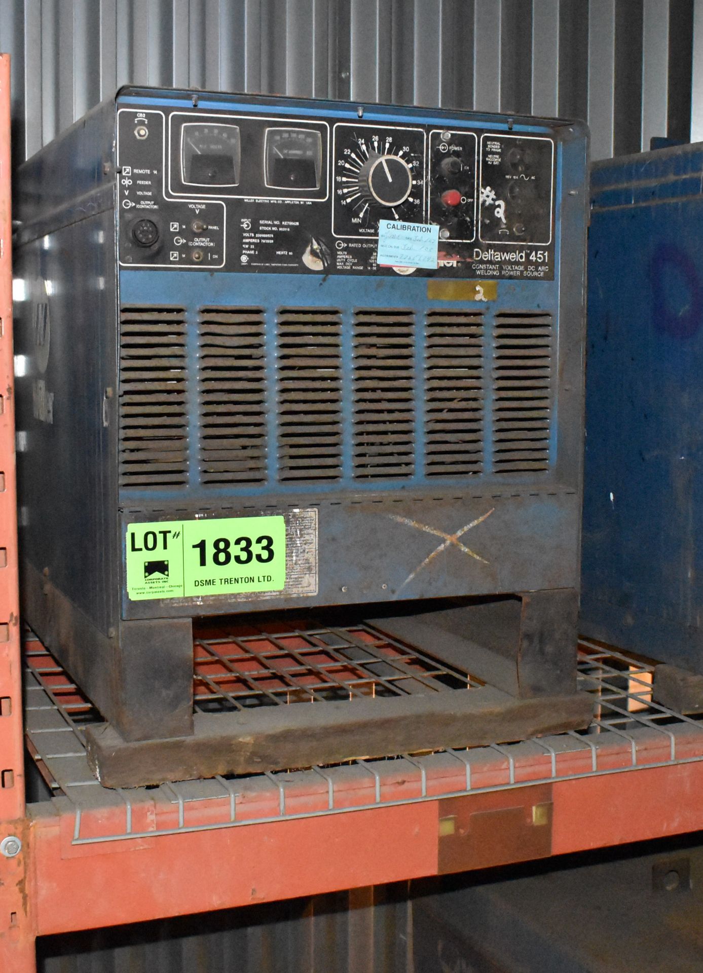 MILLER DELTAWELD 451 WELDING POWER SOURCE [RIGGING FEE FOR LOT# 1833 - $40 USD +PLUS TAXES]