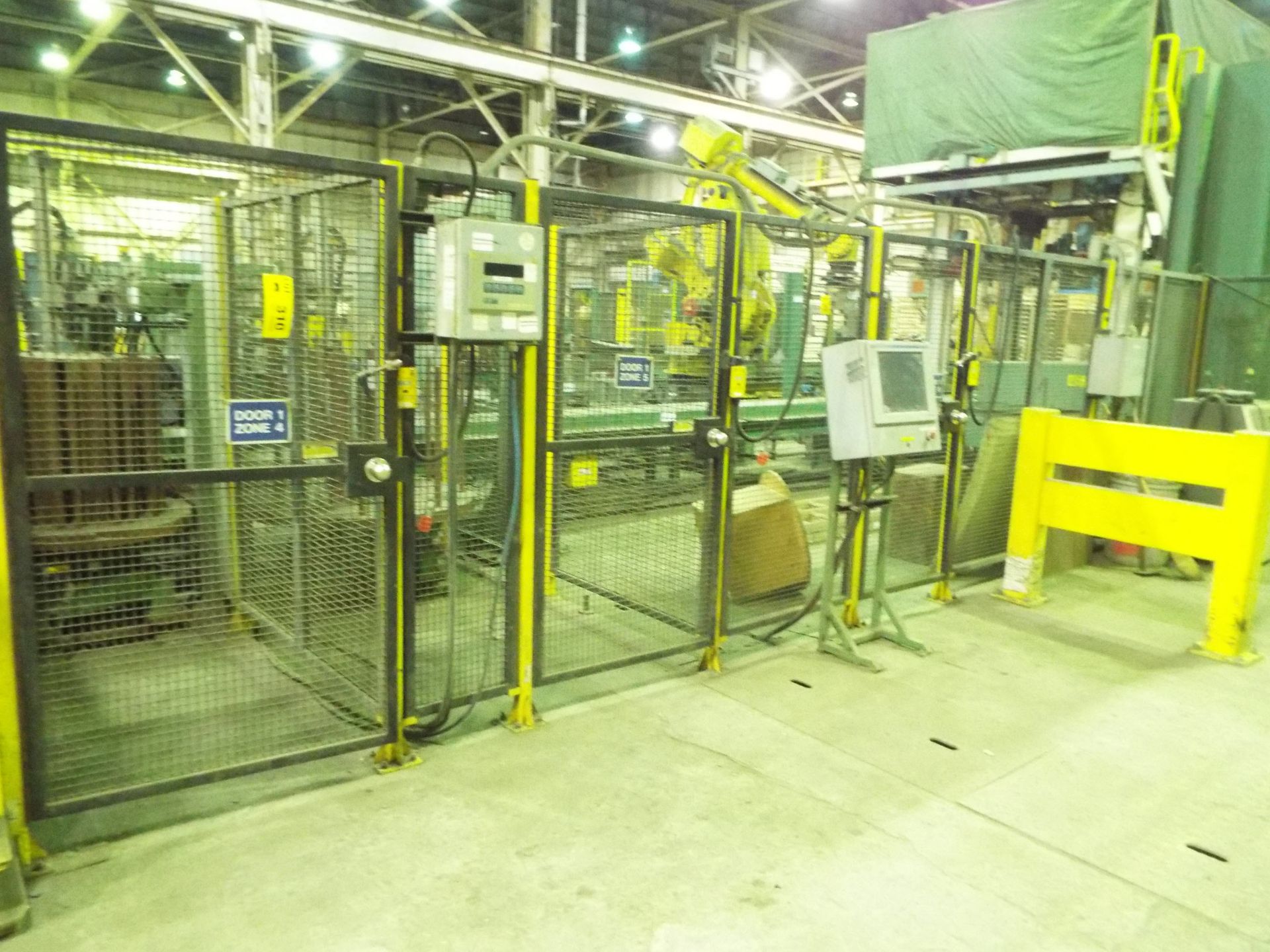 LOT/ PERIMETER SAFETY CAGE WITH SICK SAFETY LIGHT CURTAINS AND SICK ELECTROMAGNETIC SAFETY DOOR