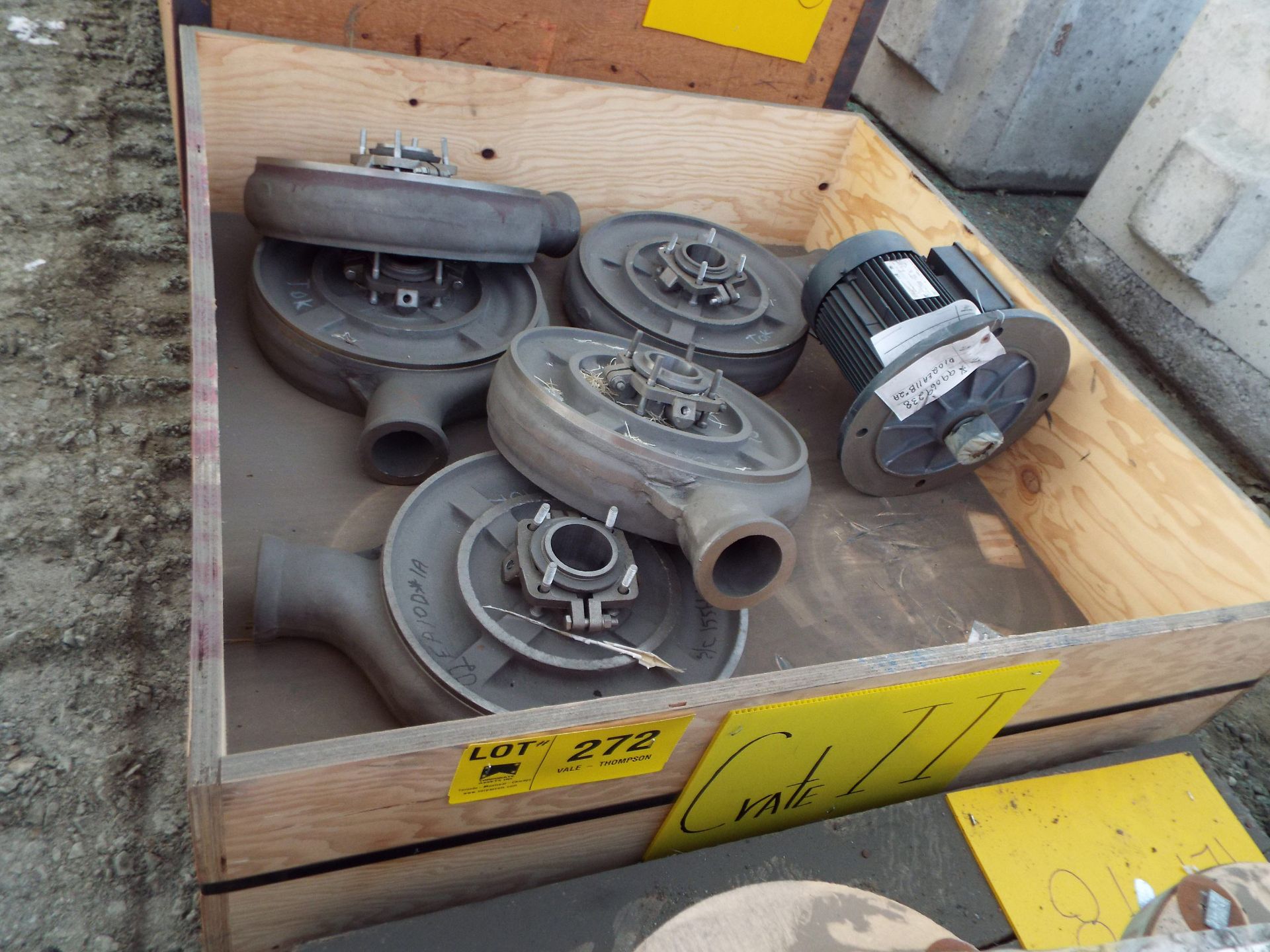 LOT/ CONTENTS OF SKID - (1) 5 HP, 330/575V, 3-PHASE ELECTRIC MOTOR; (5) 4" X 3" H-13 PUMP CASINGS (