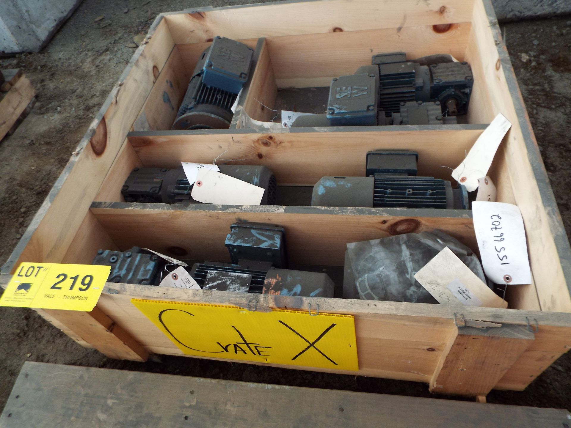 LOT/ CONTENTS OF SKID - (6) SEW EURODRIVE GEARBOXES WITH 1 HP, 330/575V, 1700 RPM, 3-PHASE MOTORS (