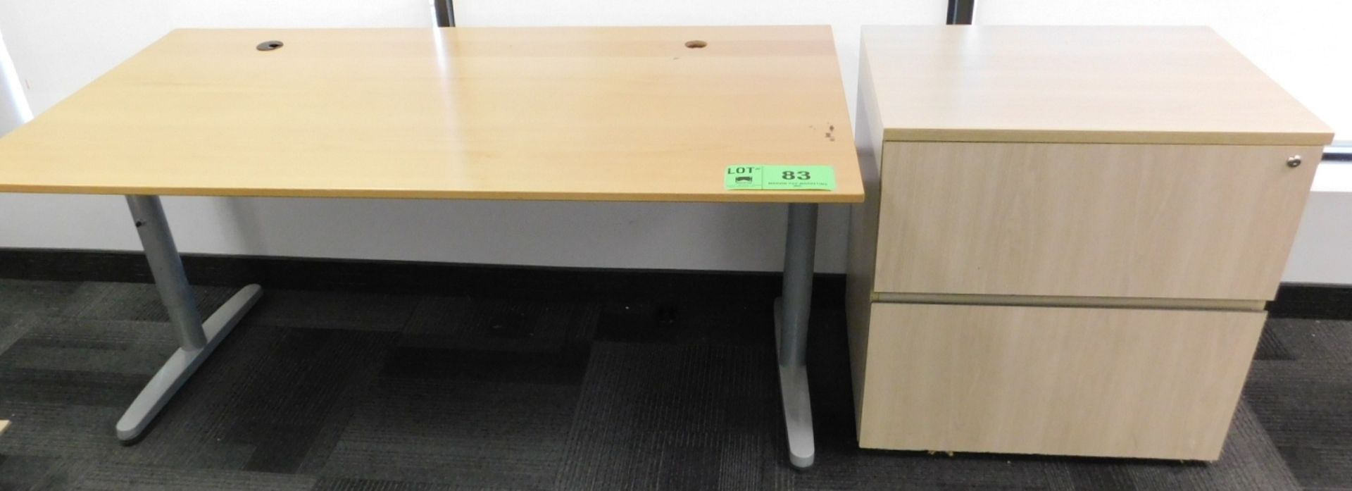 LOT/ (2) TABLES WITH (2) LATERAL FILE CABINETS