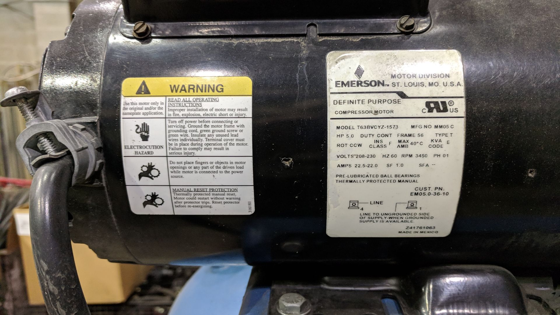 EAGLE C5160V1 PISTON TYPE TANK MOUNTED AIR COMPRESSOR WITH 5HP, 60 GAL, 18.5 CFM @ 100 PSI CAPACITY, - Image 4 of 4